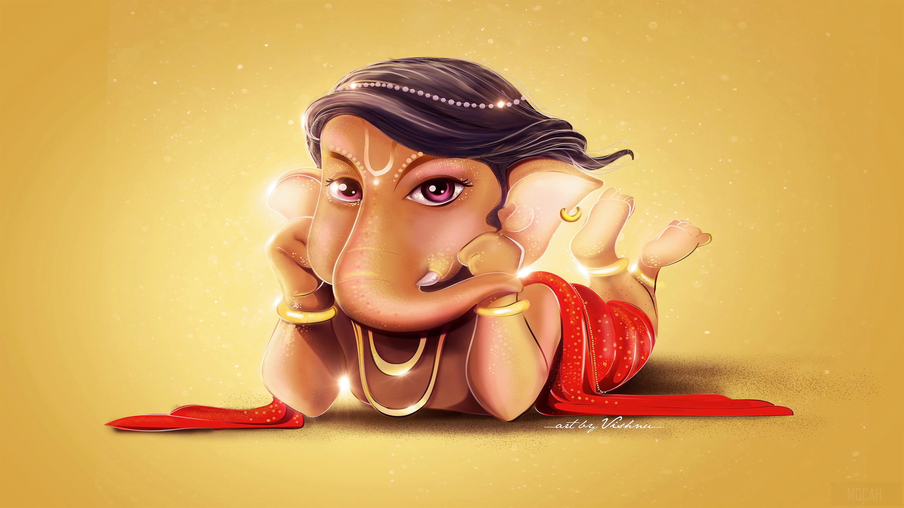 3840x2160 Cute Lord Ganesha HD 4k Gallery HD Wallpaper