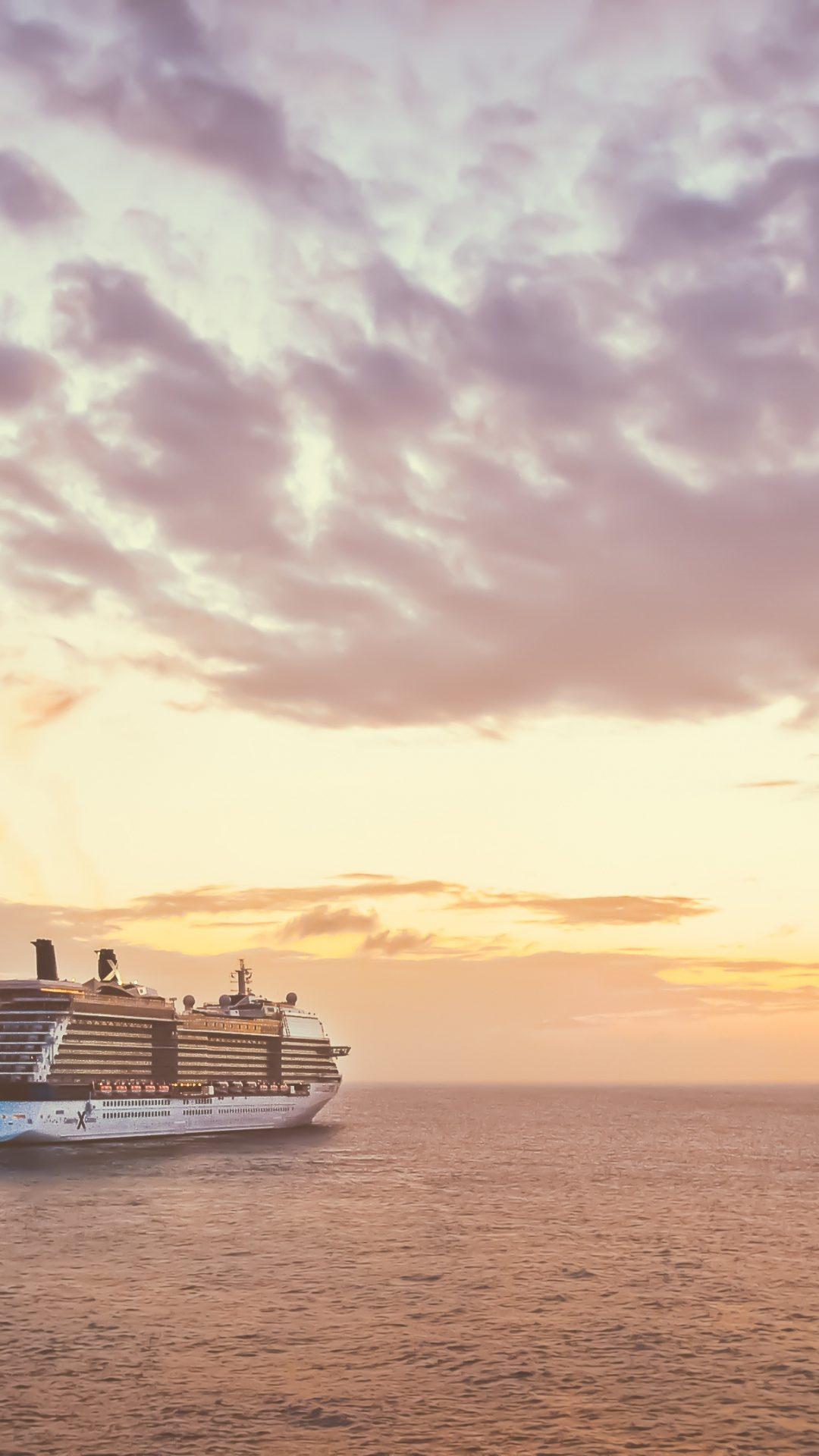 1080x1920 Cruise Ship during a sunset HD Wallpaper