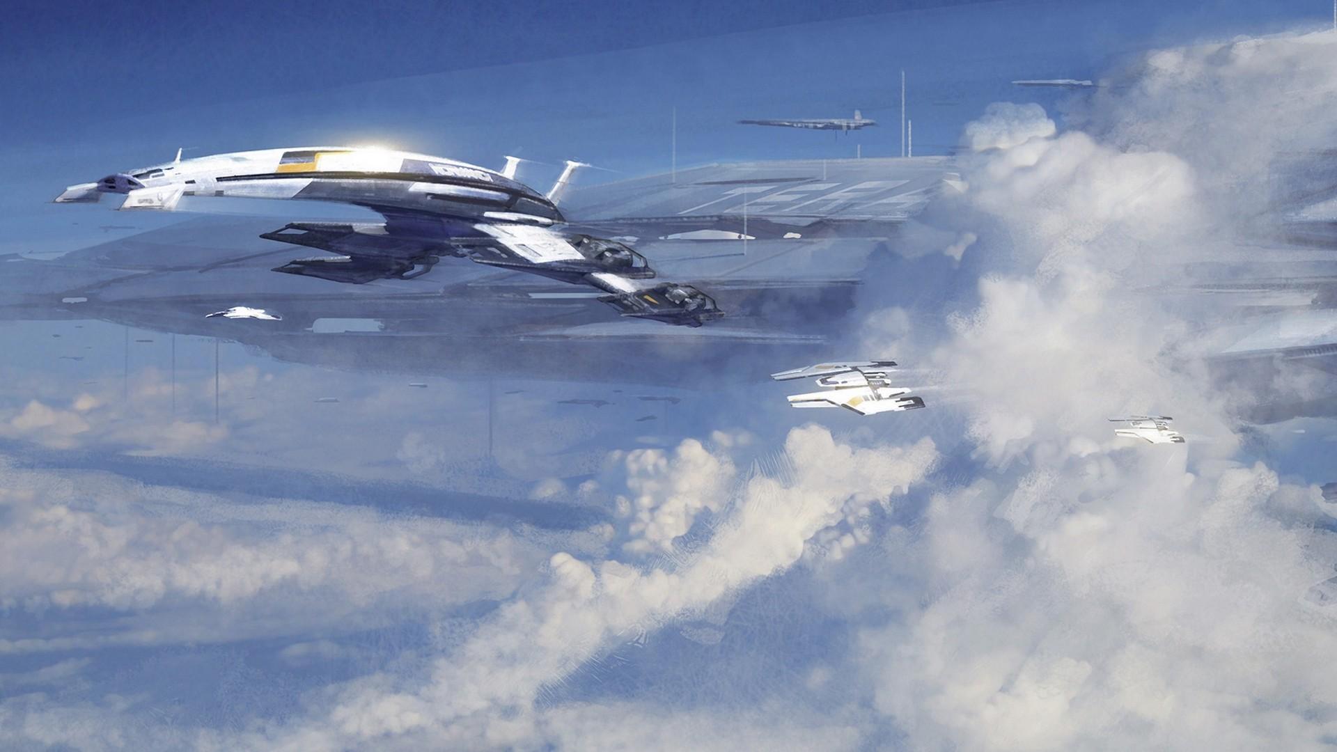 1920x1080 Normandy SR- sky, ship, video games, Mass Effect Gallery HD Wallpaper