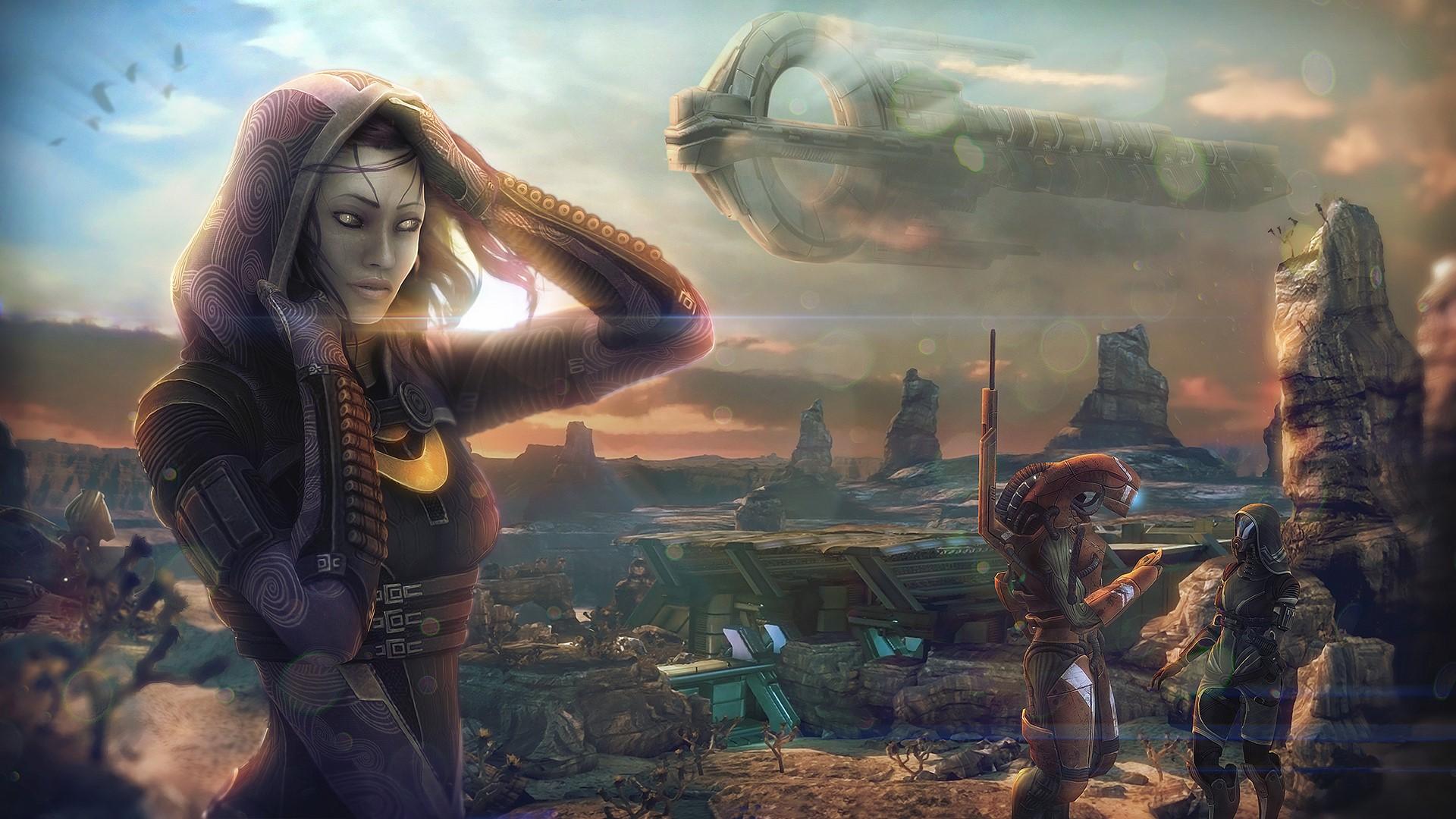 1920x1080 vas Normandy, Mass Effect, Ships, Tali Zorah, Aliens, Hood headgear Gallery HD Wallpaper
