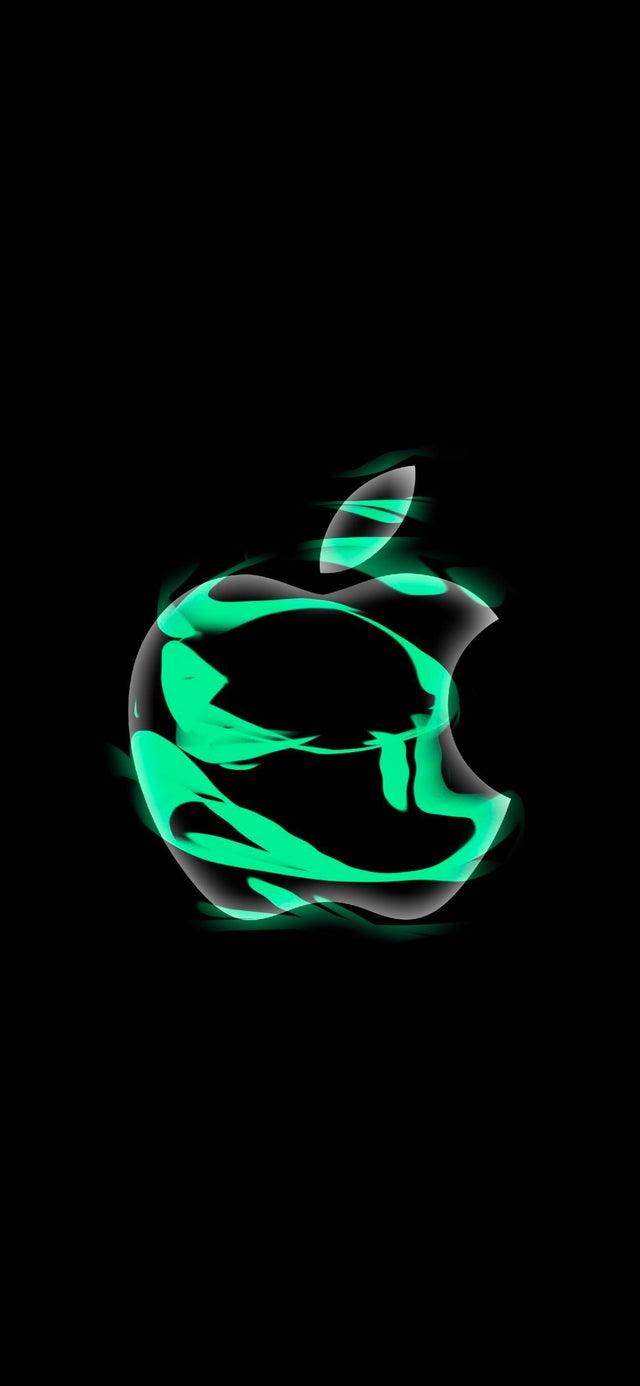 640x1386 Groovy Power Efficient Apple Logo Wallpaper