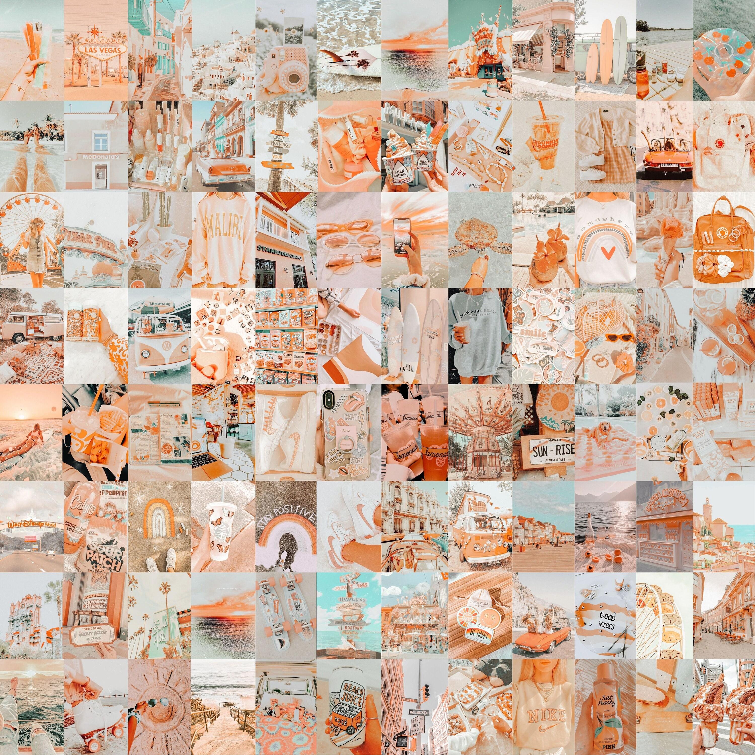 3000x3000 Peachy Aesthetic Collage Peachy Wall Collage Kit Soft Peach
