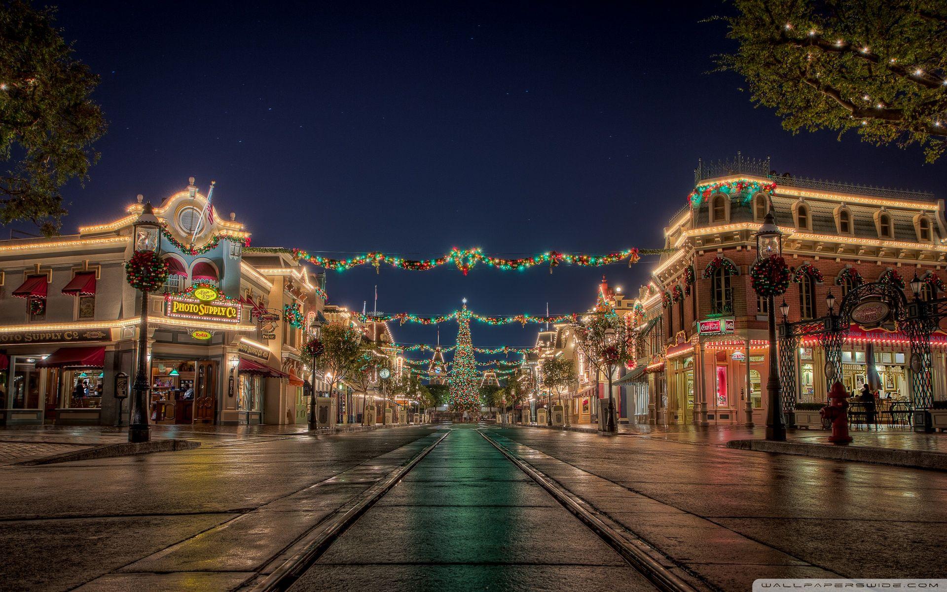 Wallpaper night the city house holiday New Year Christmas Disney  Christmas New Year Disneyland Christmas lights images for desktop  section новый год  download