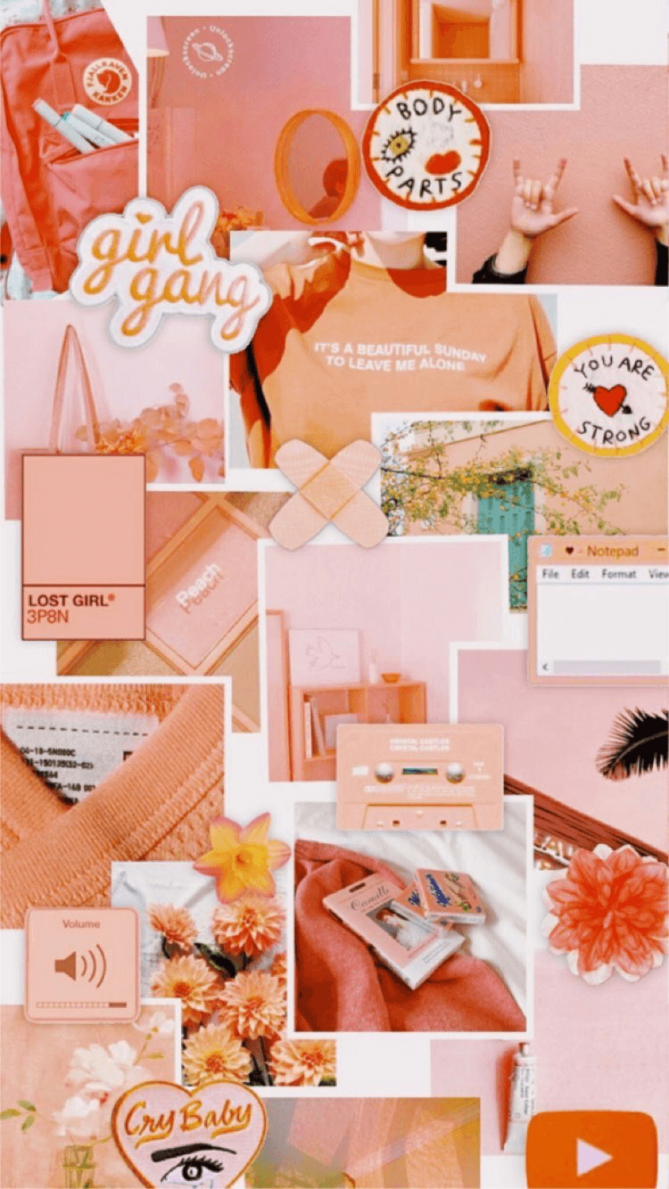 750x1334 Peach Collage Wallpaper
