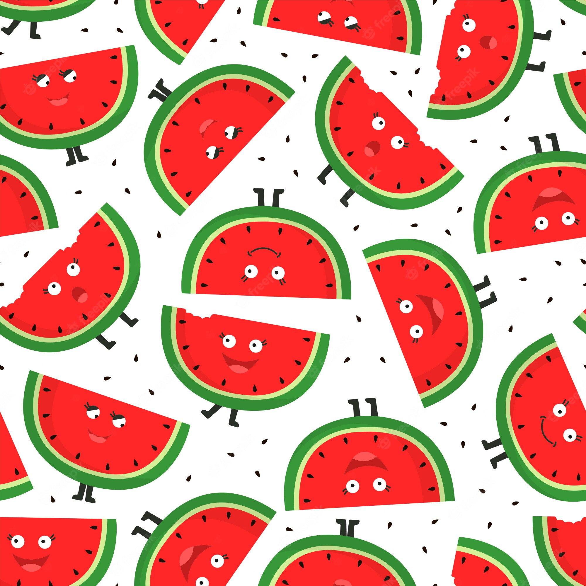 2000x2000 Cute Watermelon Wallpaper Image