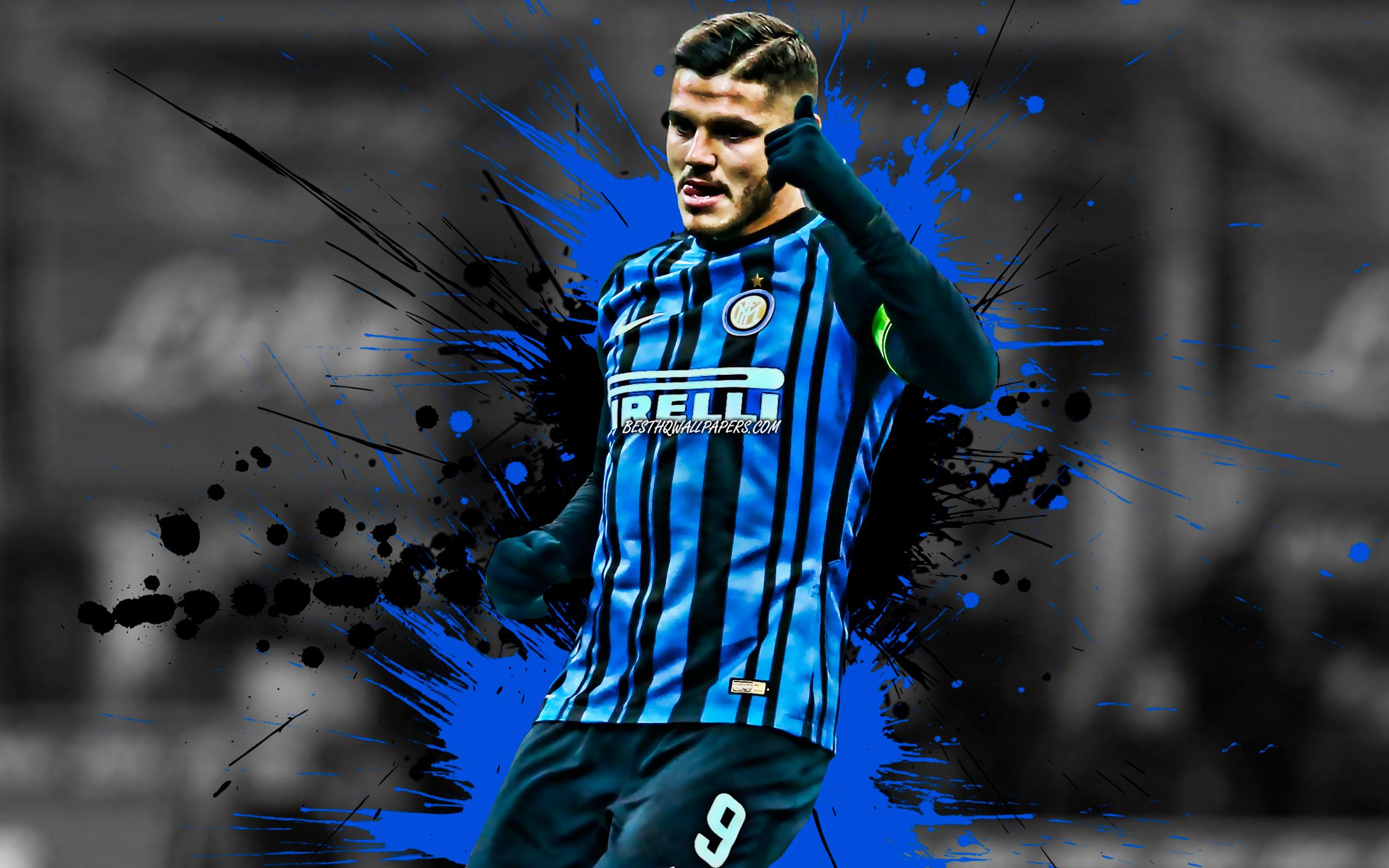 2560x1600 Download wallpaper Mauro Icardi, Inter Milan FC, Argentine football player, striker, Internazionale FC, 9th number, portrait, famous footballers, Serie A, Italy, Icardi, football for desktop with resolution 2560x1600. High Quality HD picture