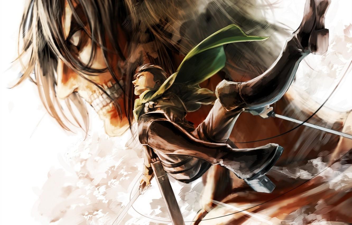 1332x850 Wallpaper anime, art, couples, guy, the battle, shingeki no kyojin, rivaille, gloria, otani, the invasion of the giants, Attack on Titan, rogue titan image for desktop, section сэйнэн