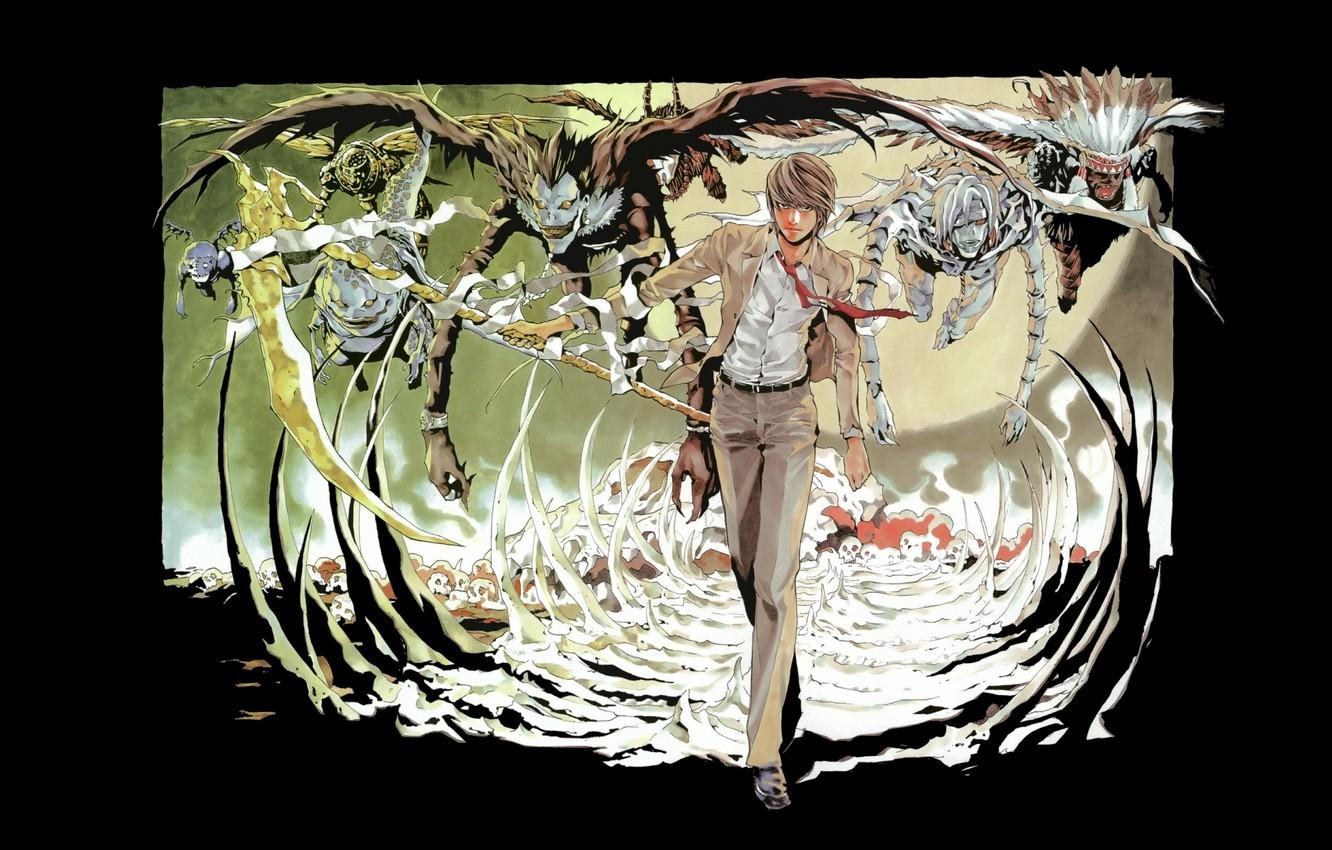 1332x850 Wallpaper bones, Anime, Death Note, Death note image for desktop, section сэйнэн