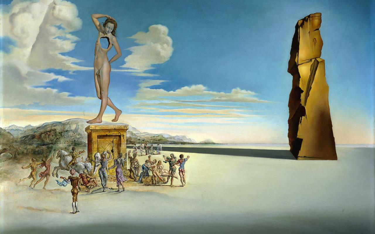 1280x800 Download wallpaper surrealism, picture, Salvador Dali, Salvador Dali, The Deity Of The Bay Of Roses, section painting in resolution 1280x800