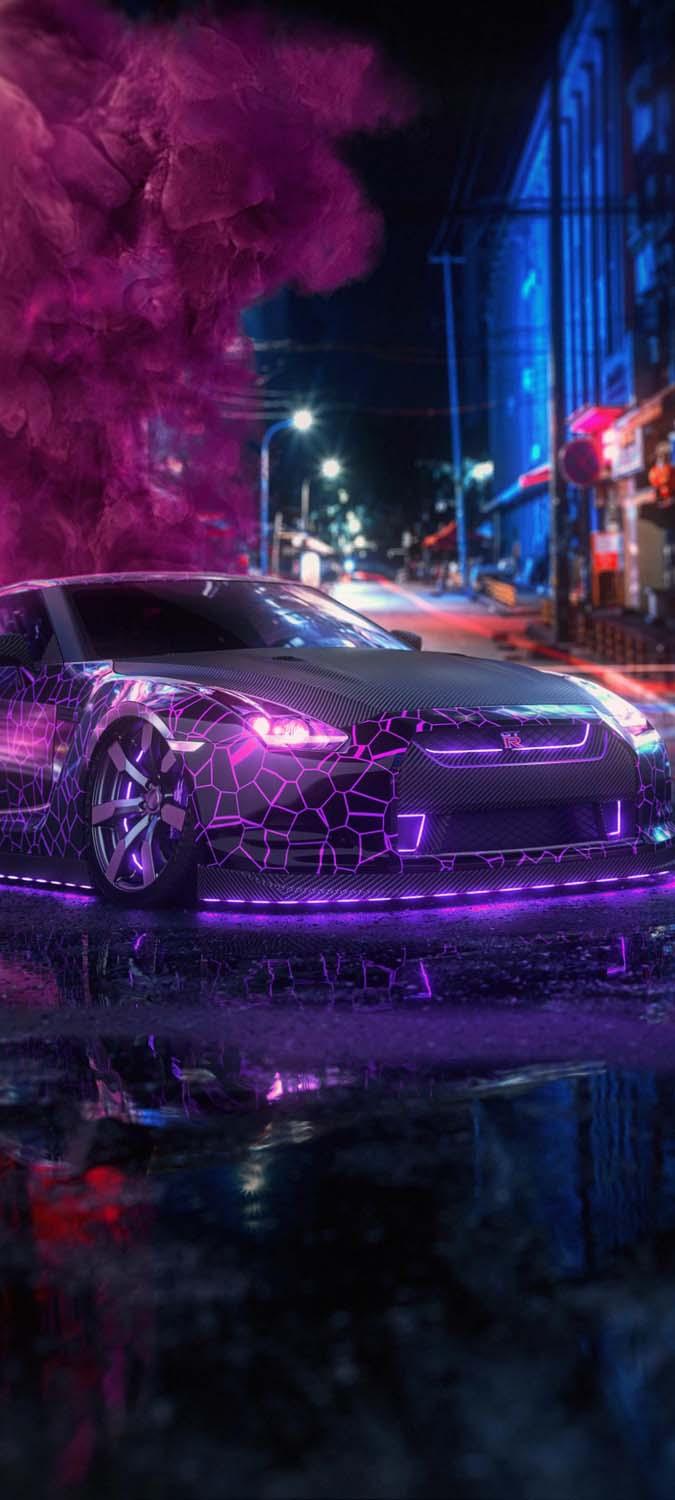 675x1500 Neon City Sports Car IPhone Wallpaper HD Wallpaper : iPhone Wallpaper