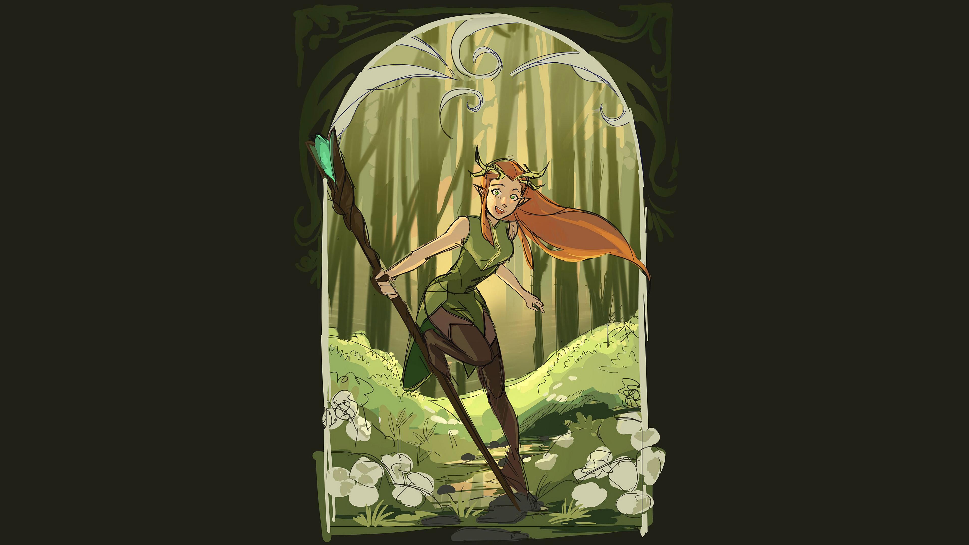 3840x2160 Critical Role The Legend Of Vox Machina Keyleth Druid Staff Redhead Dungeons Dragons Wallpaper:3840x2160