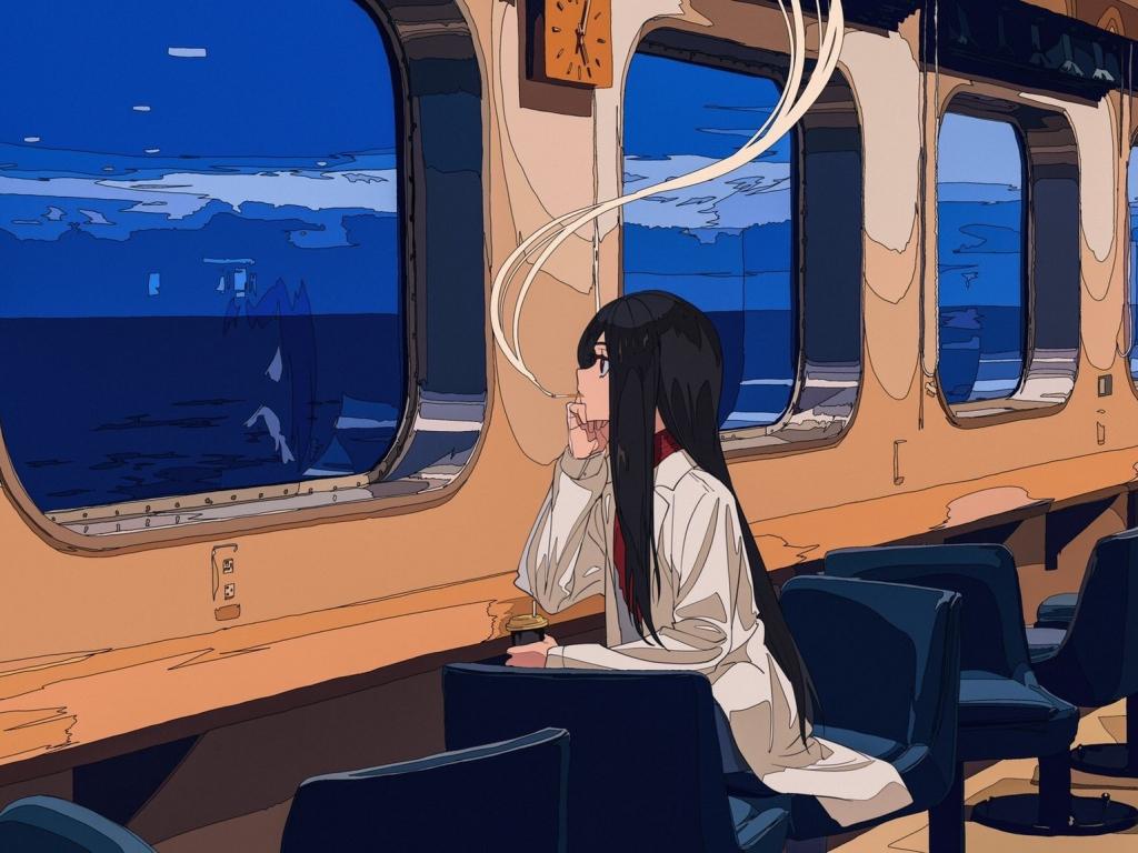 1024x768 Wallpaper travel, train, anime girl desktop wallpaper, HD image, picture, background, be908e
