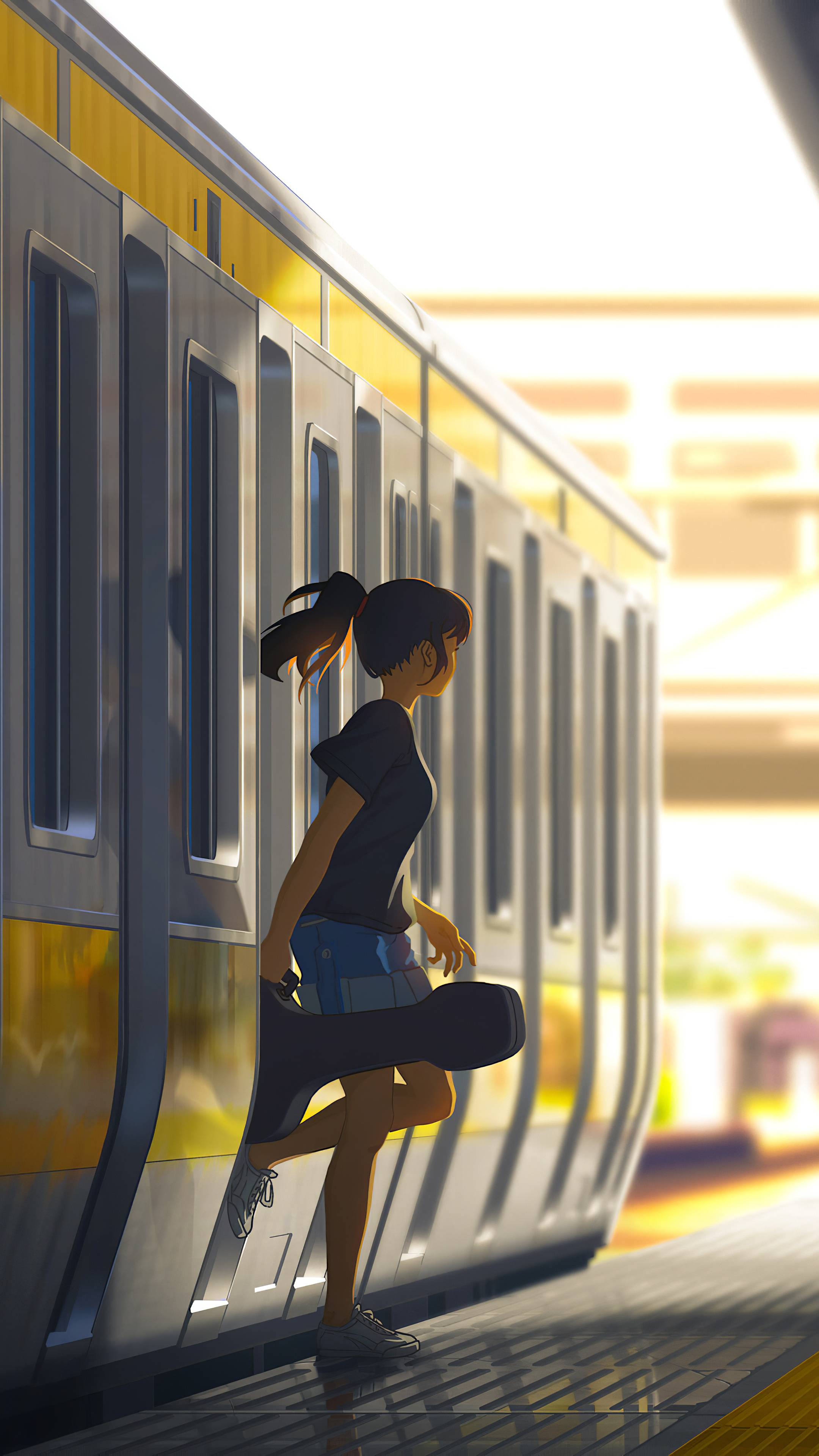 2160x3840 Anime Girl Getting Out Of Train 4k Sony Xperia X, XZ, Z5 Premium HD 4k Wallpaper, Image, Background, Photo and Picture