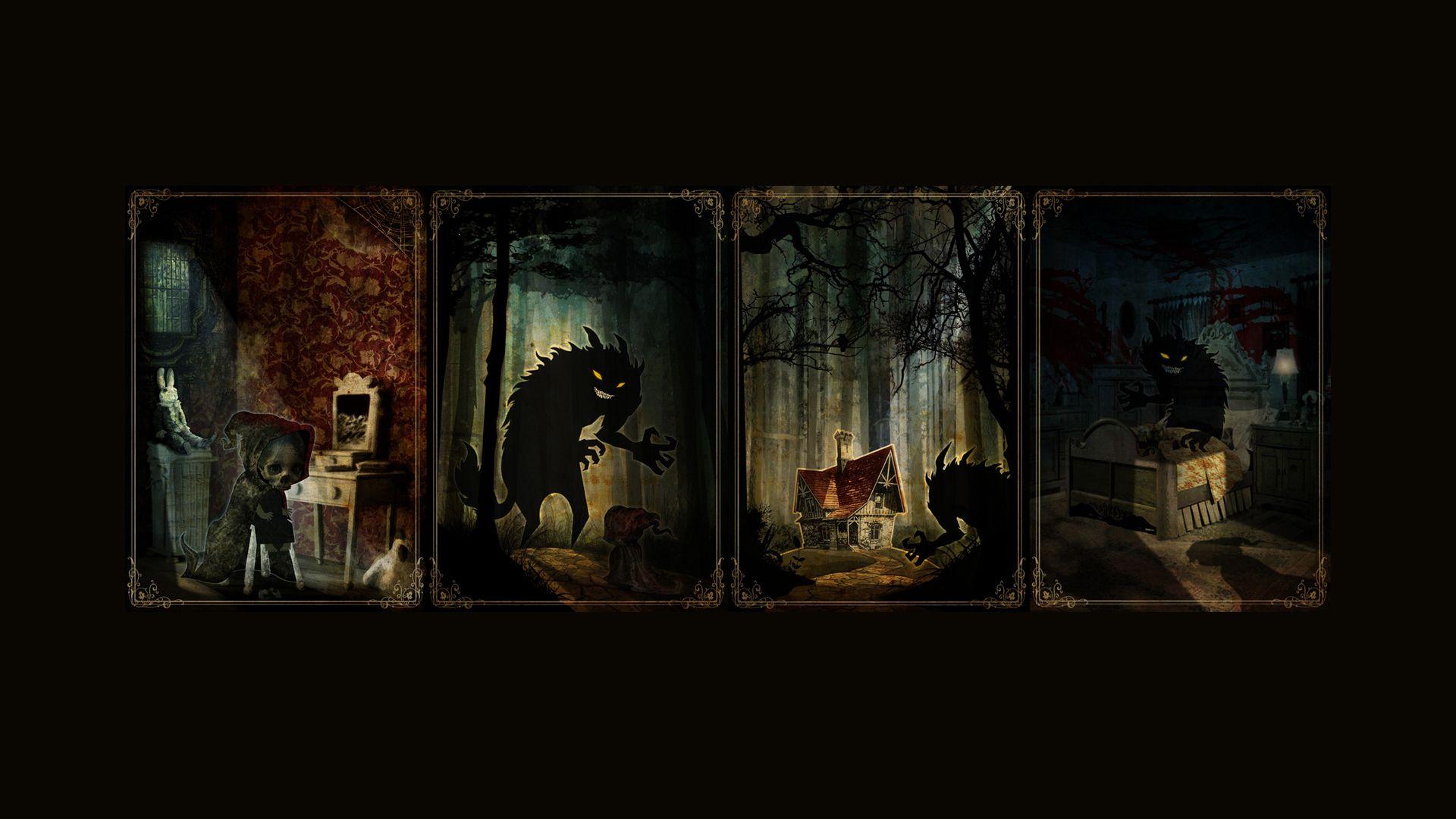1920x1080 Red ridding hood and mr. big bad wolf gone really bad. Red riding hood art, Scary wallpaper, Hood wallpaper