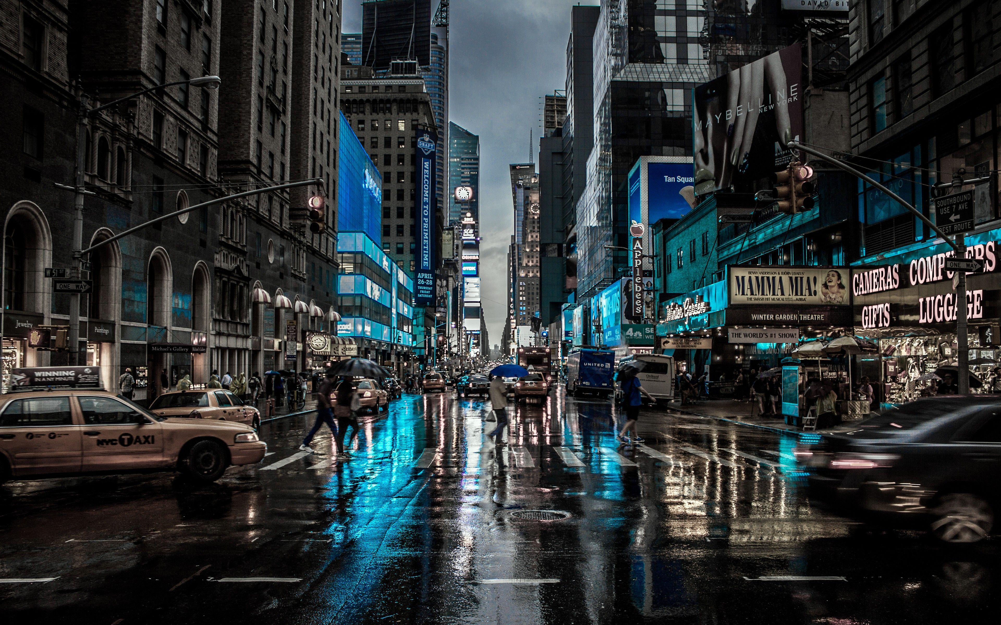3840x2400 New York City Street Reflection Motion Blur Dark 4k, HD World, 4k