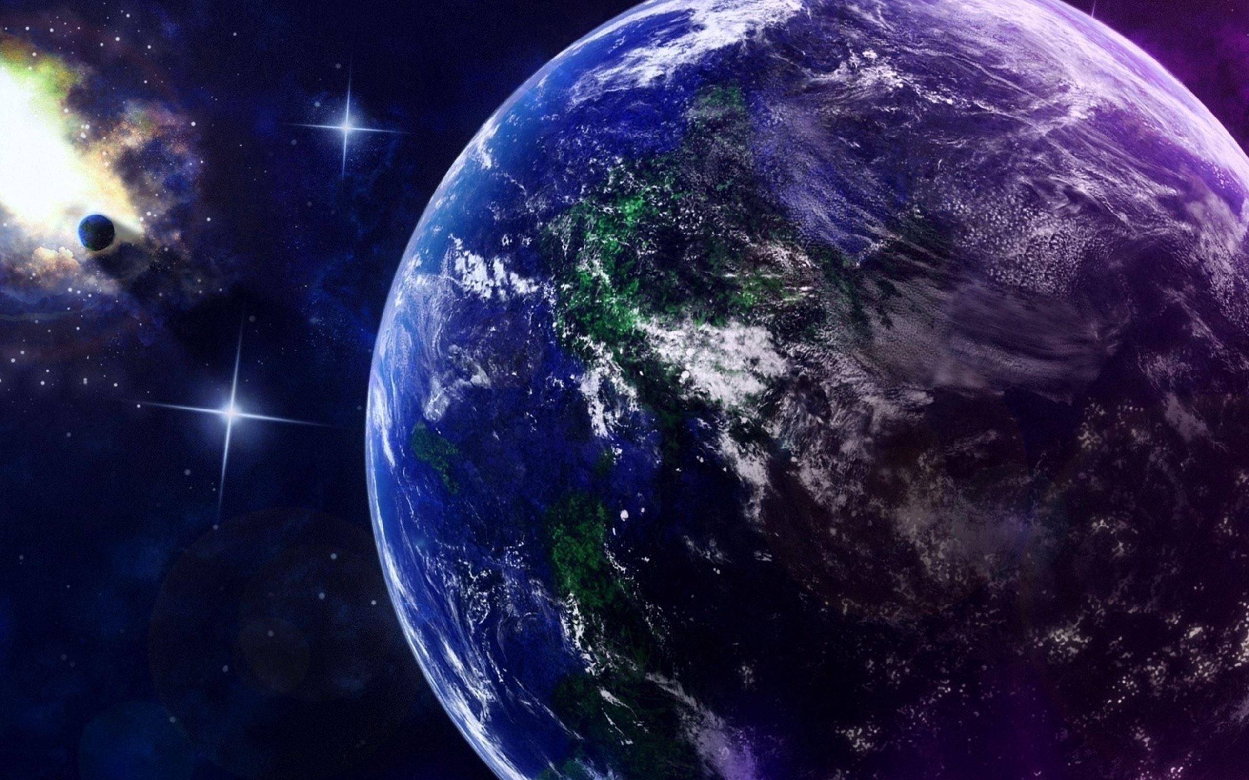 2560x1600 Beautiful Stars And Earth Background Wallpaper
