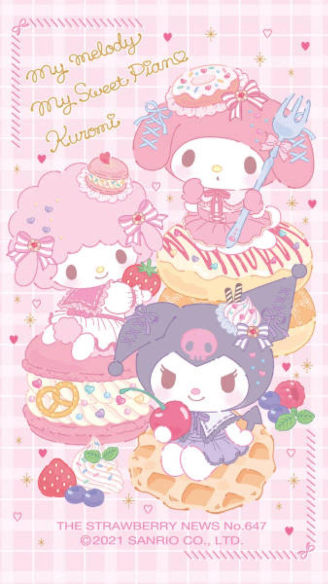 1080x1920 Download My Melody Kuromi With My Sweet Piano Wallpaper