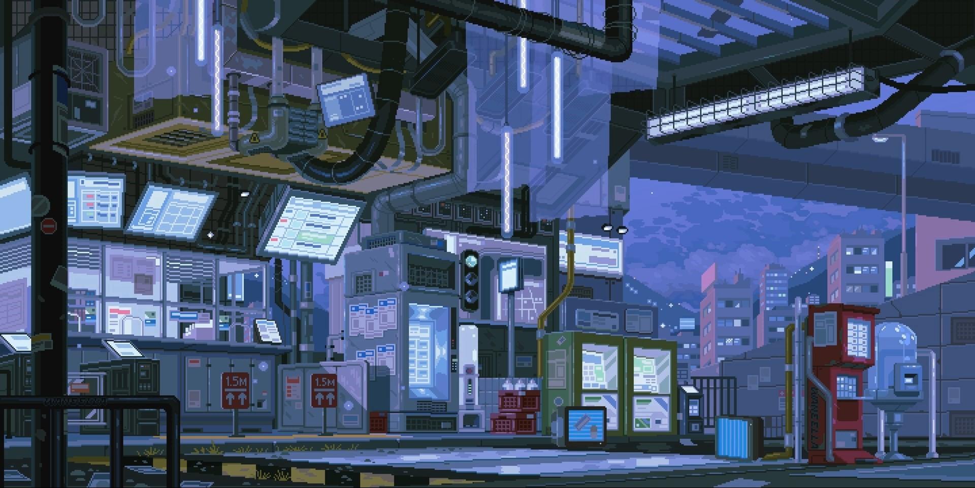 1920x961 city, town, pixel art, waneella Gallery HD Wallpaper