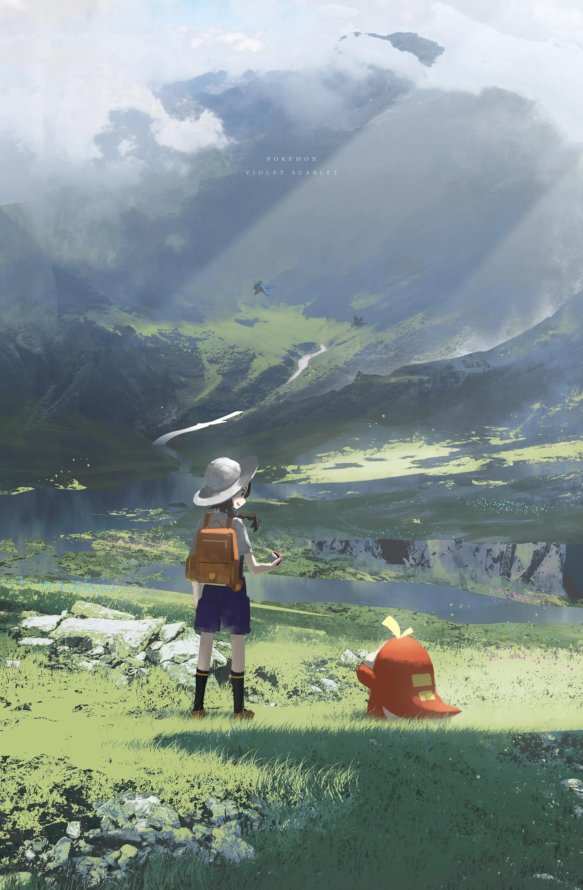 2000x3052 Anime Nature Mountains Anime Girls Vertical Pokemon Pokemon Scarlet Violet Grass Poke Ball Asteroid Wallpaper:2000x3052