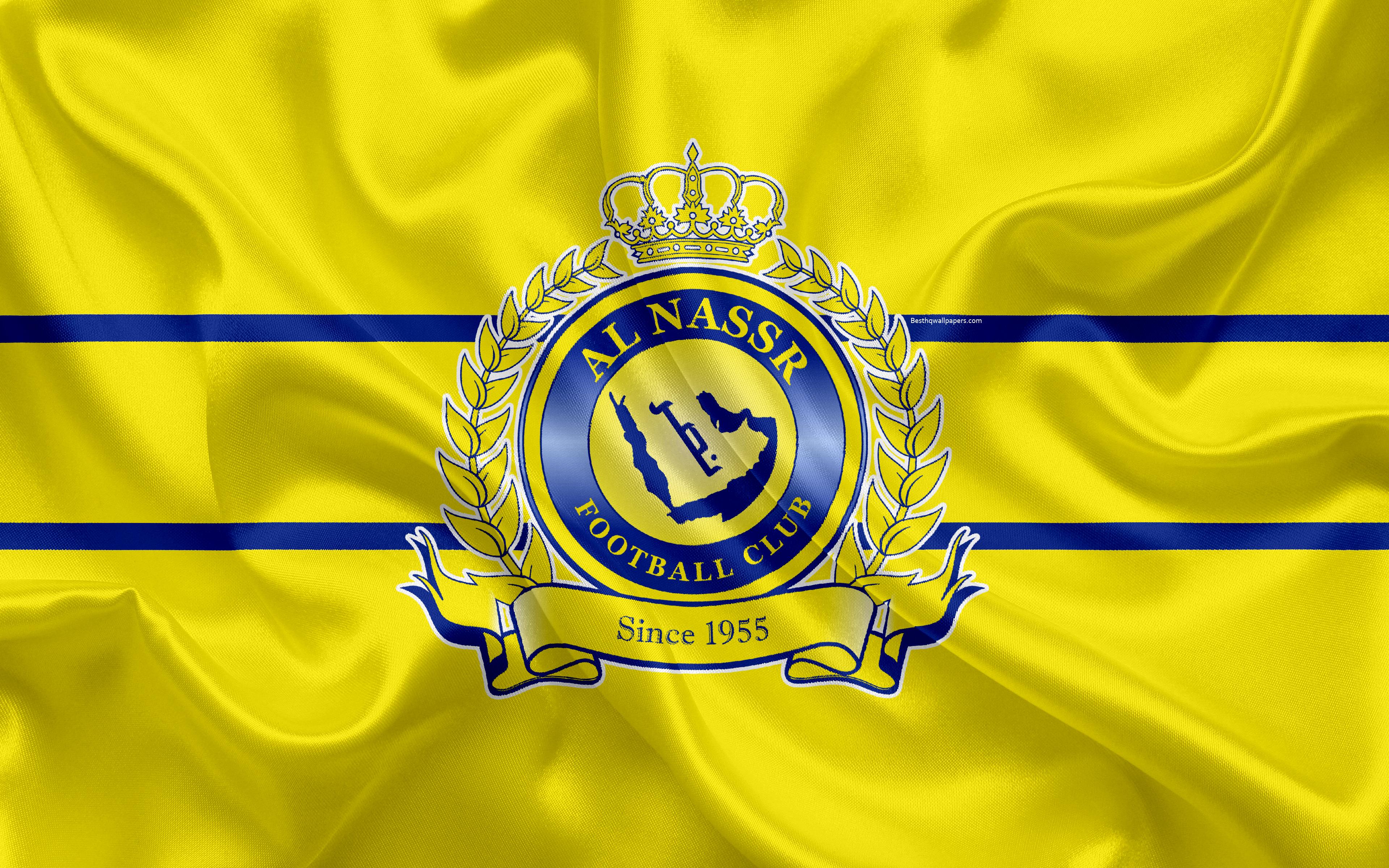 3840x2400 Download Wallpaper Al Nassr FC, 4K, Saudi Soccer Club, Logo, Emblem, Saudi Professional League, Football, Riyadh, Saudi Arabia, Silk Texture For Desktop With Resolution 3840x2400. High Quality HD Picture Wallpaper