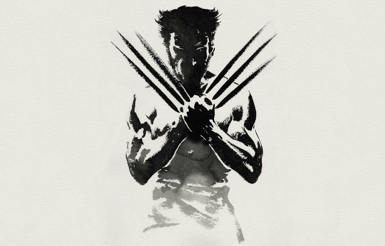 1332x850 Wallpaper look, pose, figure, minimalism, art, claws, Wolverine