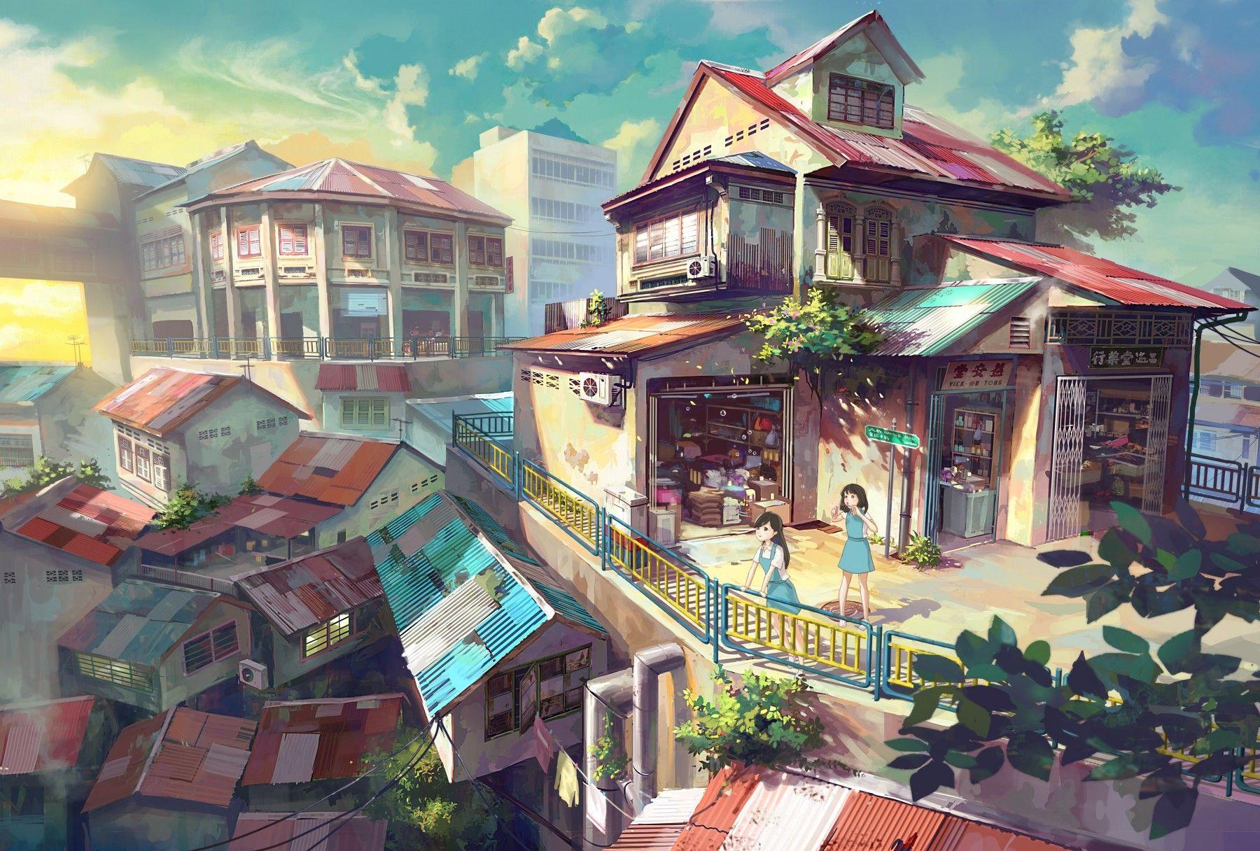 Town Scenery Anime Wallpapers - Top Free Town Scenery Anime Backgrounds -  WallpaperAccess