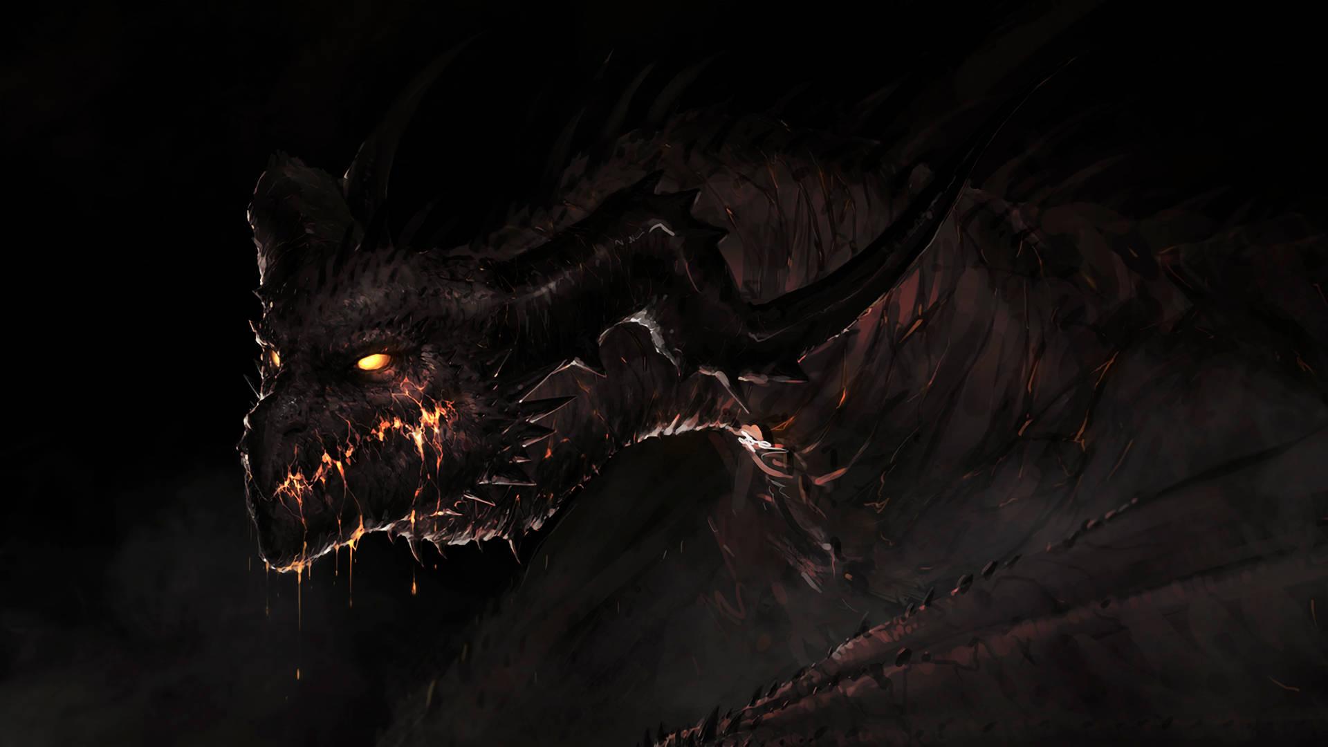 1920x1080 Download Dark Black Lava Dragon Wallpaper