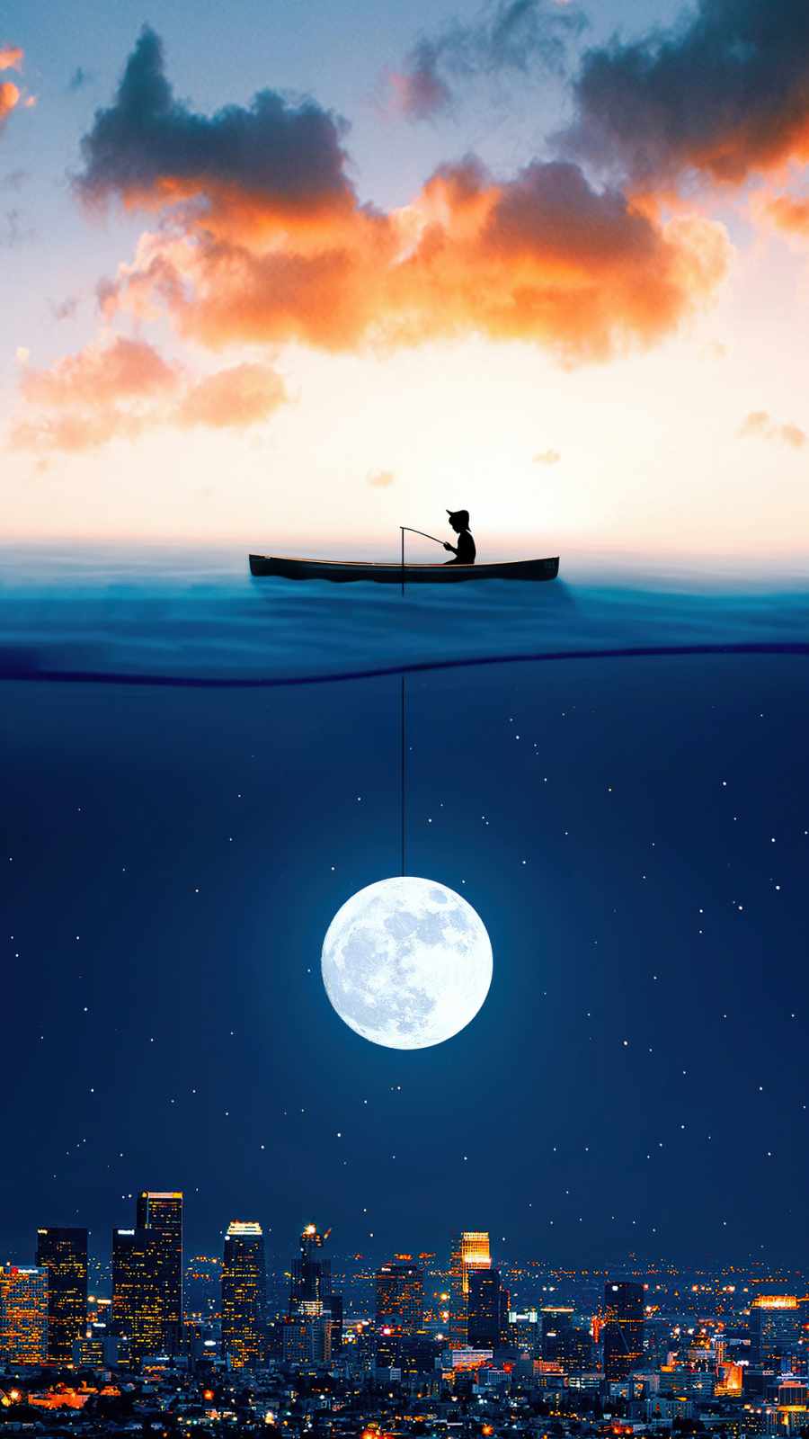 900x1600 Catching The Moon In Ocean Wallpaper : iPhone Wallpaper