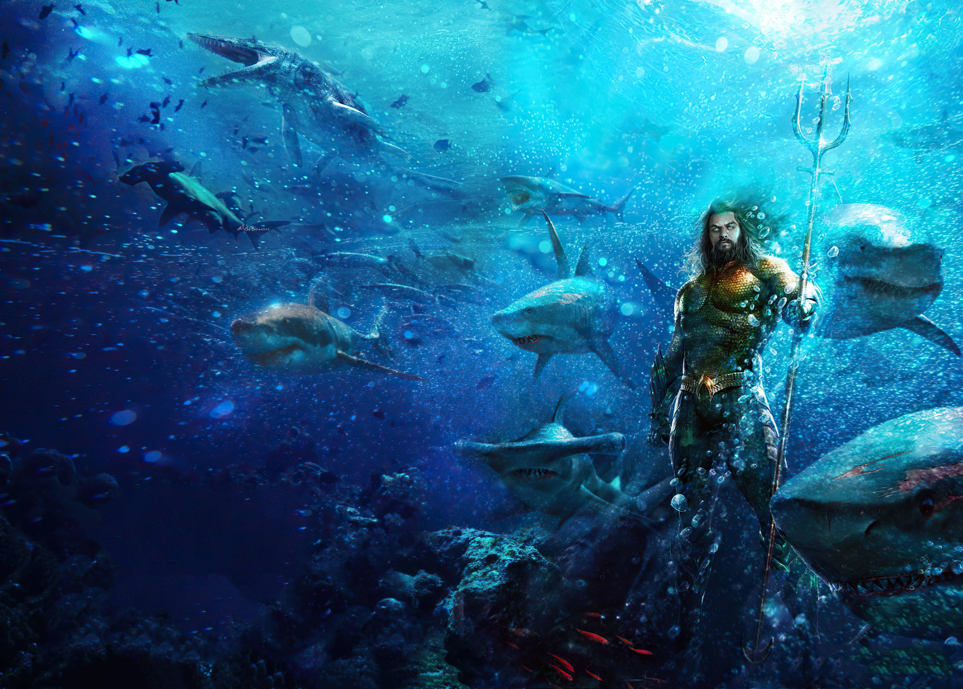 3076x2200 Aquaman In Ocean, HD Superheroes, 4k Wallpaper, Image, Background, Photo and Picture