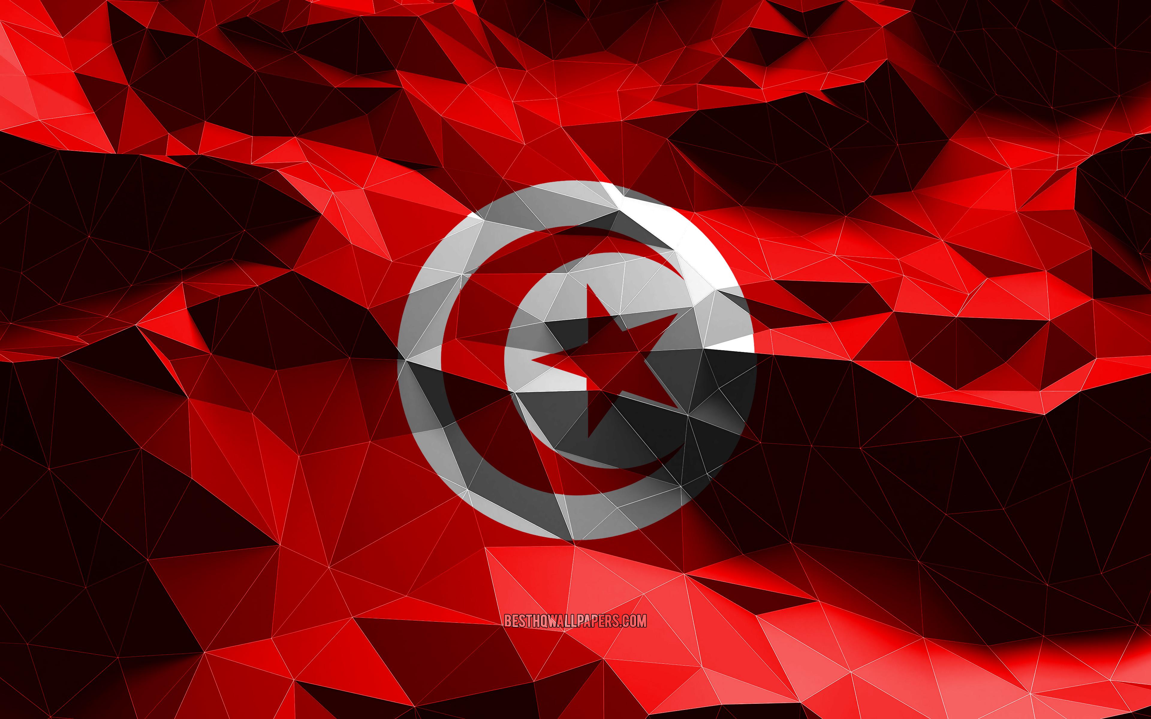 3840x2400 Download wallpaper 4k, Tunisian flag, low poly art, African countries, national symbols, Flag of Tunisia, 3D flags, Tunisia, Africa, Tunisia 3D flag, Tunisia flag for desktop with resolution 3840x2400. High Quality HD