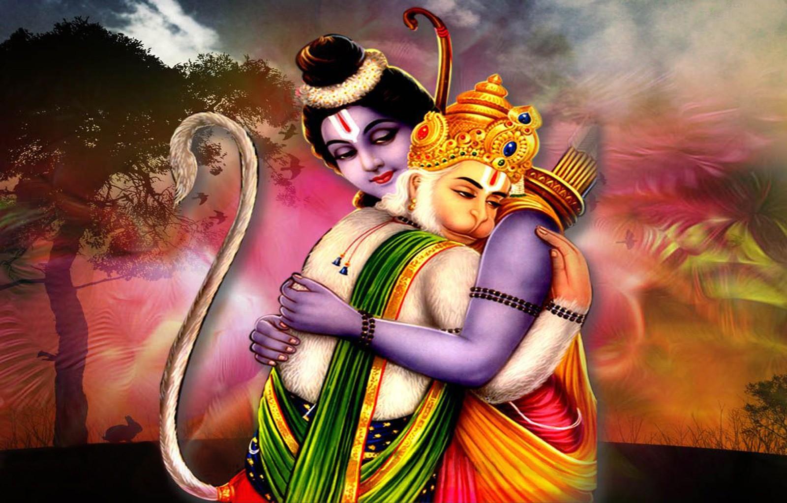 1600x1024 God Shri Ram And Hanuman Wallpaper