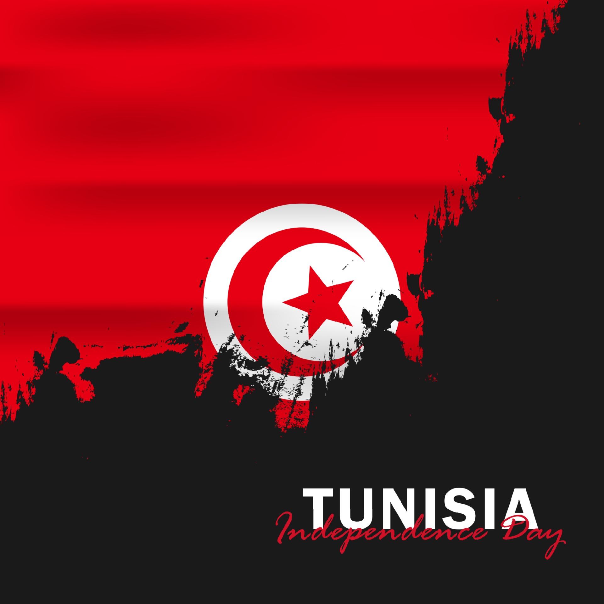 1920x1920 Vector of Independence Day with Tunisia Flags