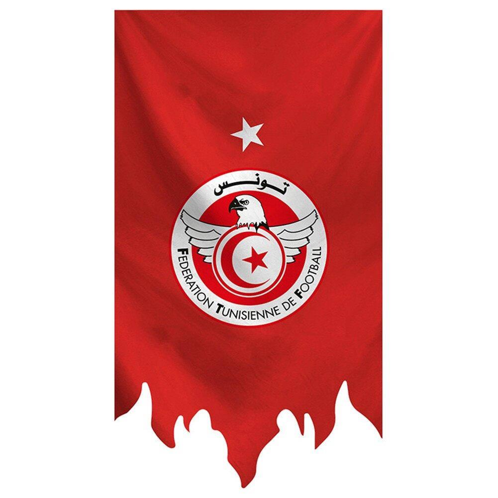 1001x1001 Download Tunisia National Football Team Logo On Red Banner Wallpaper