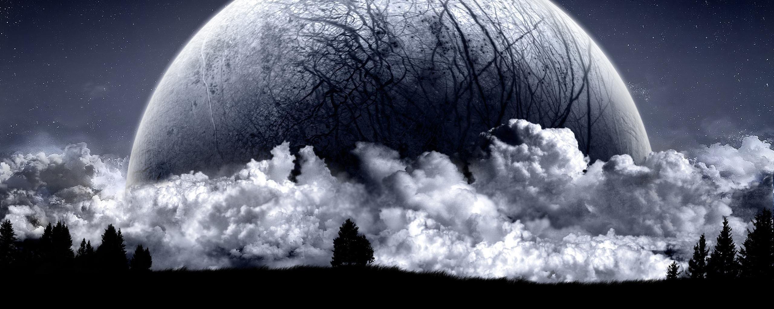 2560x1024 Dual Screen Background, Colorful Clouds Dual Screen Background