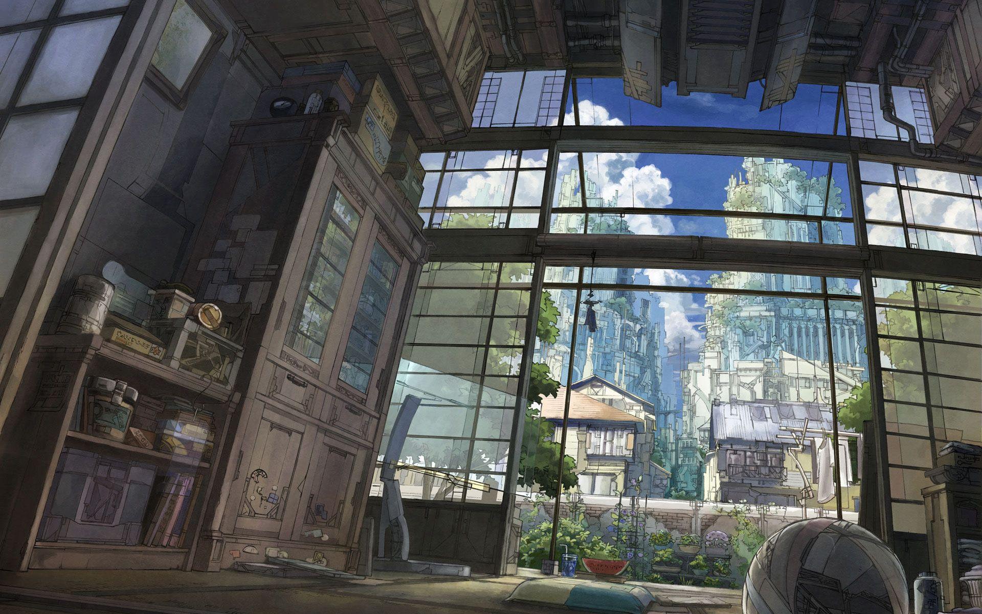 1920x1200 Group of Anime City Landscape Wallpaper