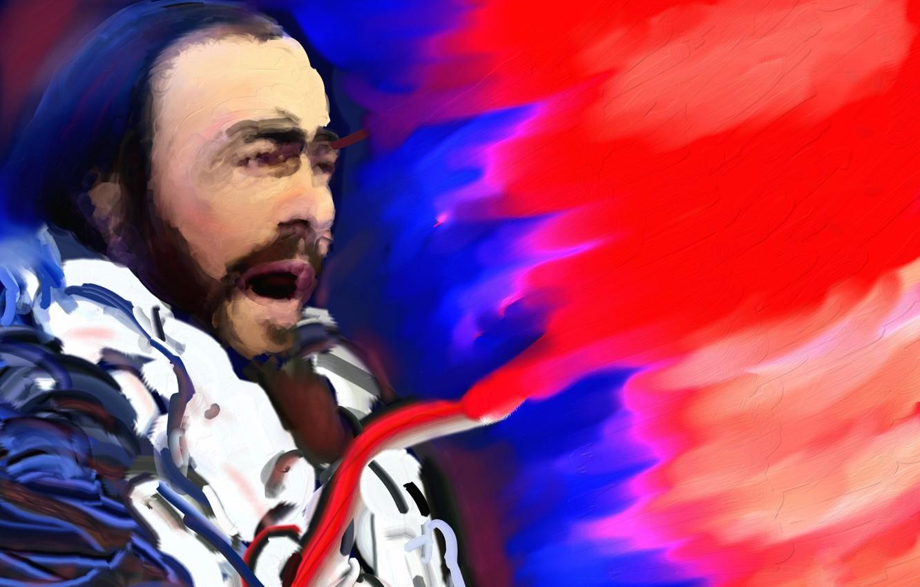 1332x850 Wallpaper music, painting, singer, Luciano Pavarotti, tenor image for desktop, section мужчины