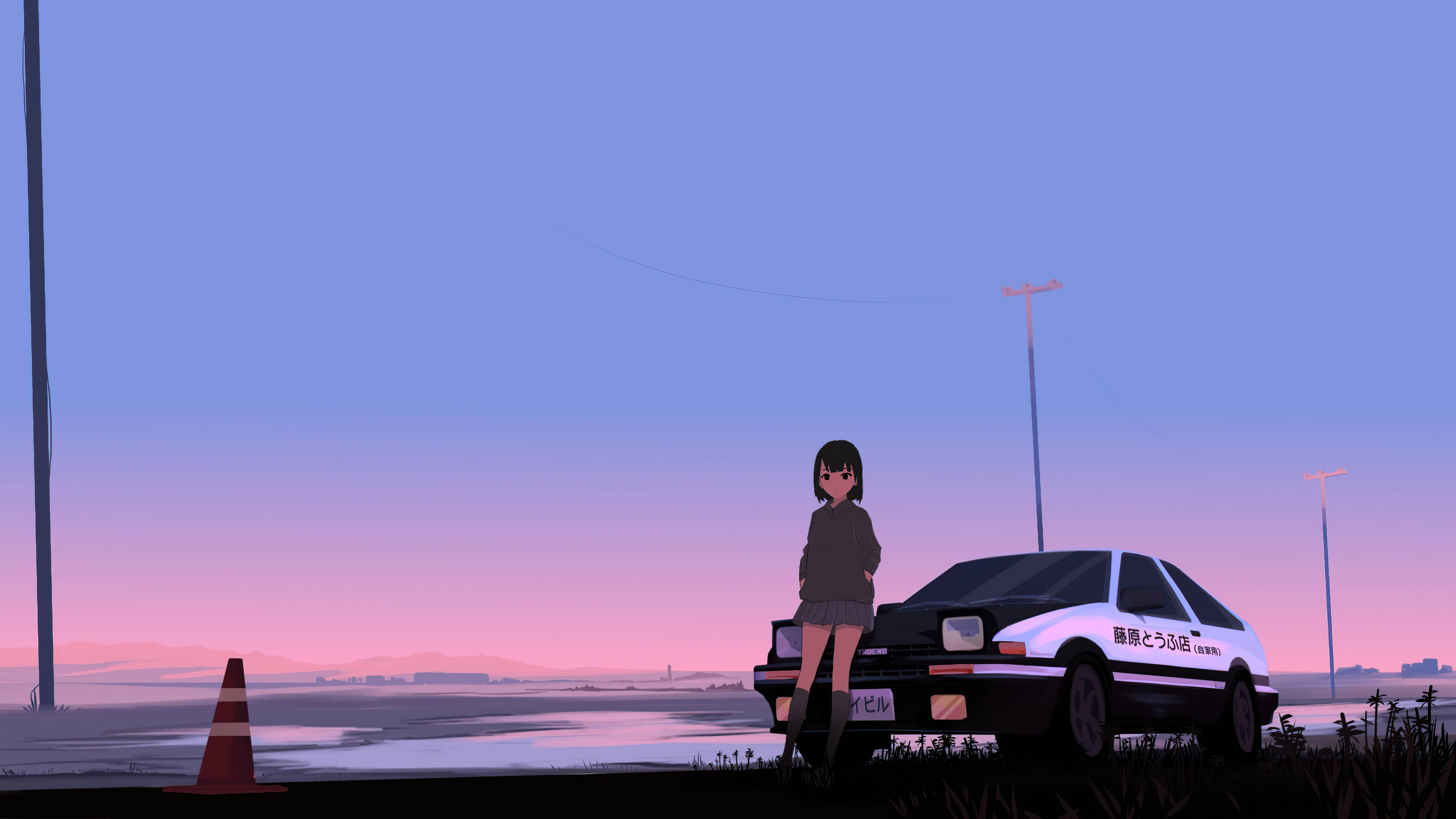 7680x4320 Initial D Trueno Anime Police Girl 8k 8k HD 4k Wallpaper, Image, Background, Photo and Picture