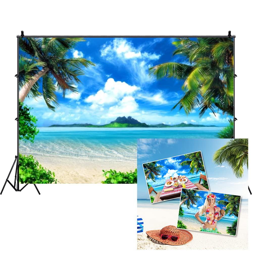 1002x1001 Amazon.com : AOFOTO 10x8ft Tropical Beach Photography Background Seaside Palm Tree Backdrop Hawaiian Luau Clear Sea Blue Sky Holiday Trip Vacation Kid Adult Portrait Photo Studio Props Vinyl Wallpaper