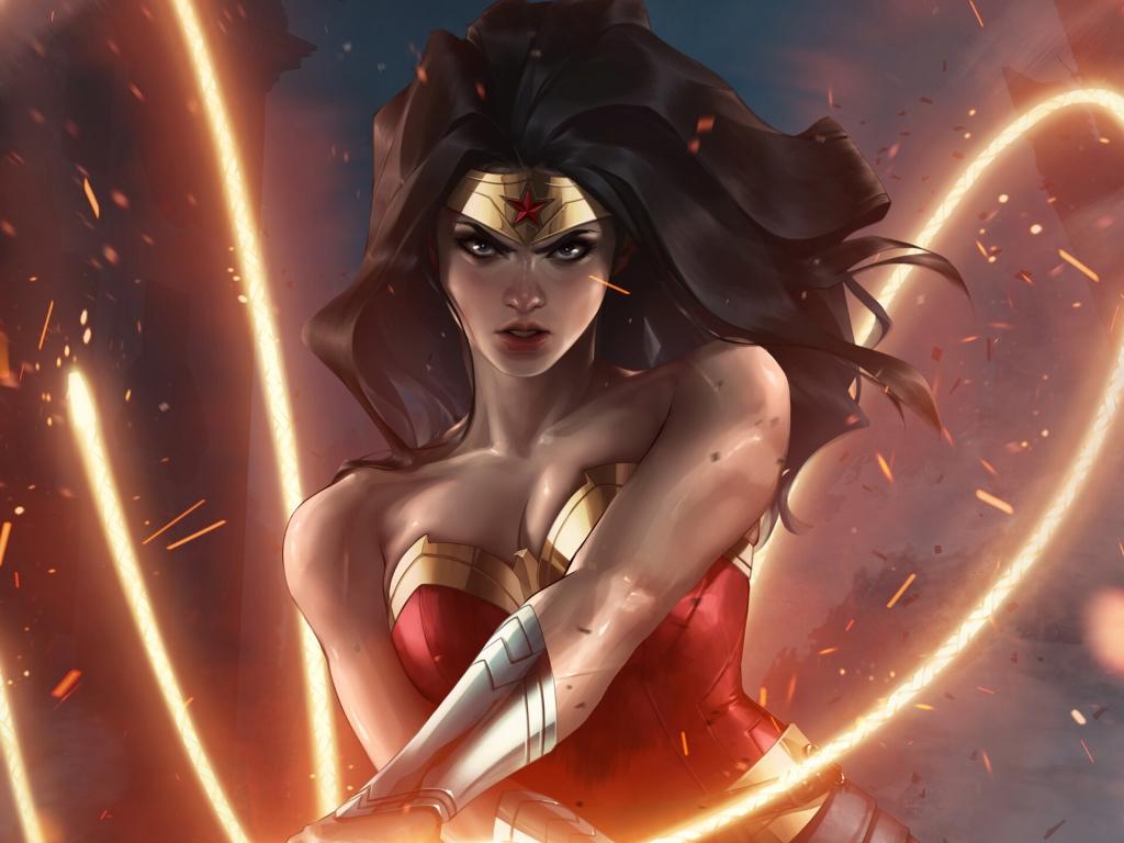 1024x768 Wallpaper wonder woman, warrior, art desktop wallpaper, HD image, picture, background, 0ca446