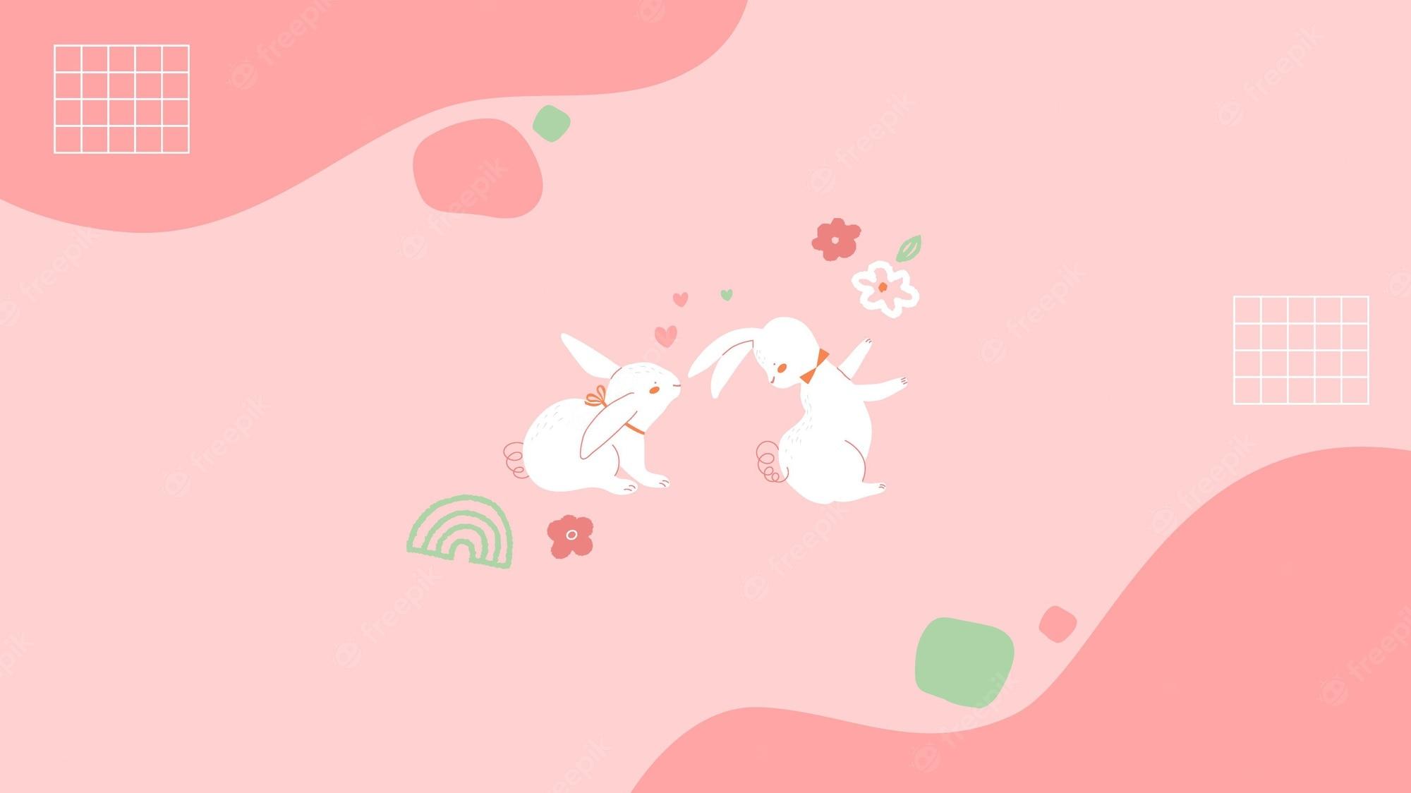 2000x1124 Free Vector. Minimalist illustration spring desktop wallpaper