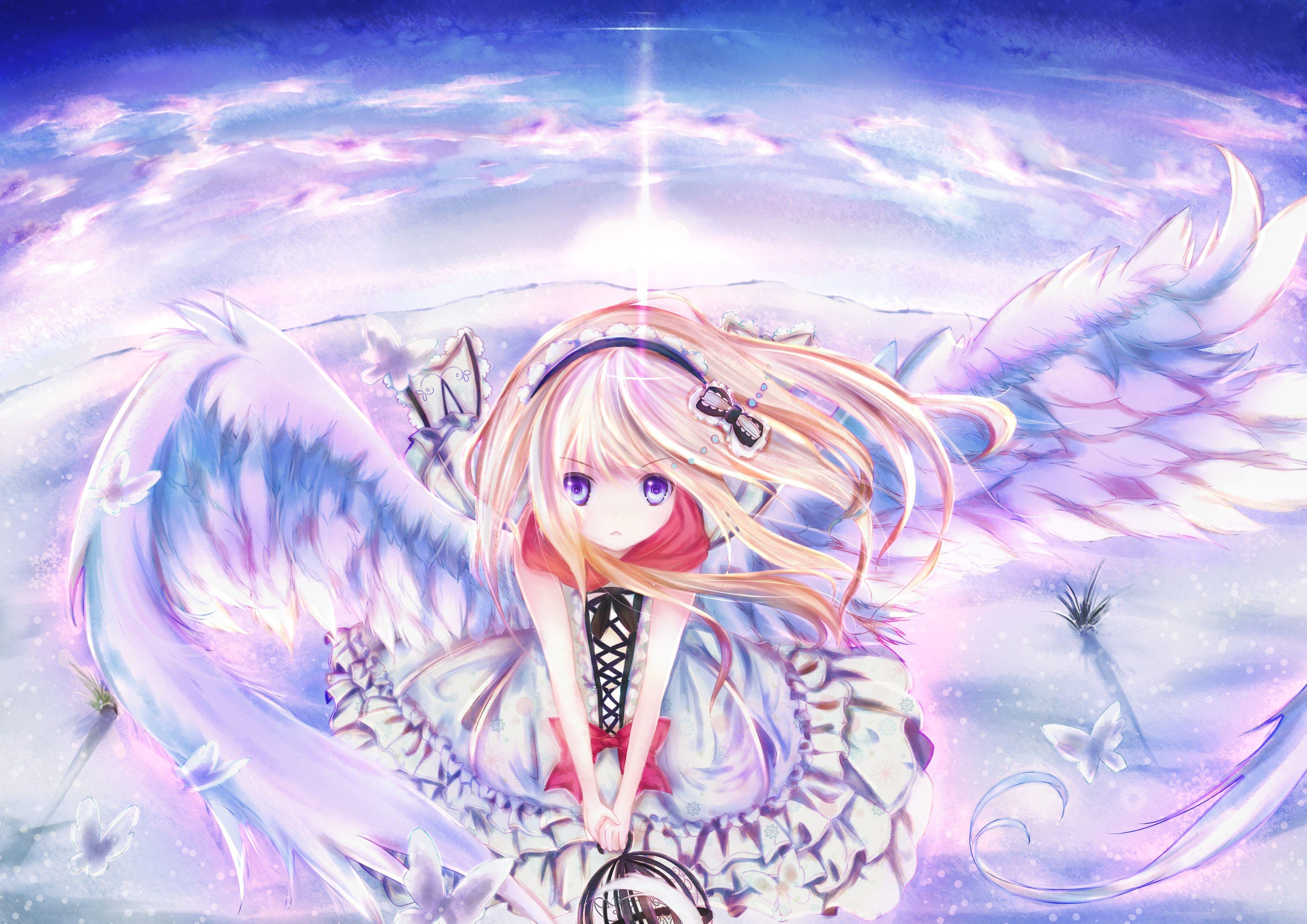 3507x2480 Angel Anime Art HD Wallpaper