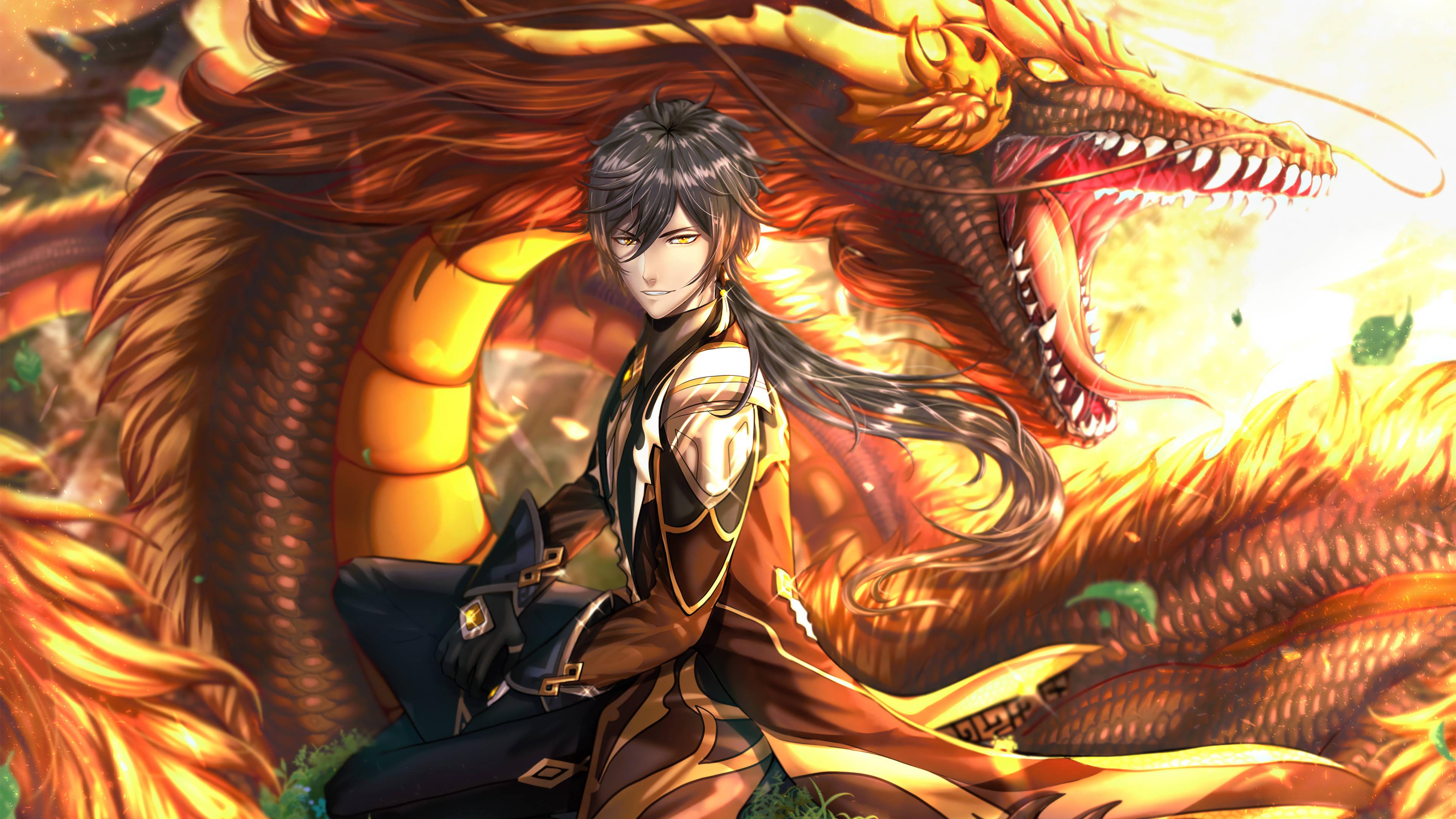 3840x2160 Download Best Dragon Zhongli Genshin Impact Wallpaper