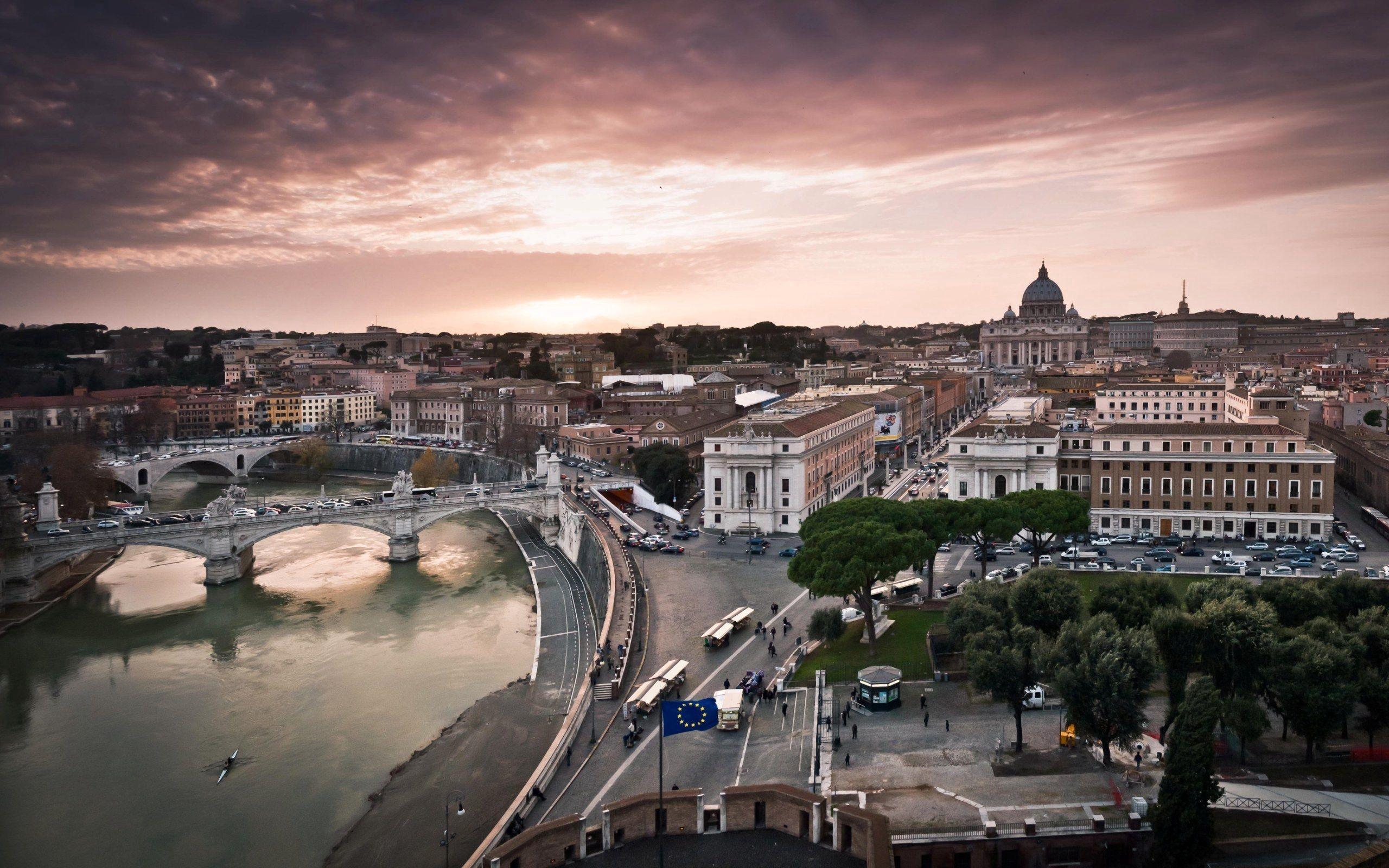 2560x1600 Download wallpaper 2560x1600 city, night, panorama, rome, italy, houses, architecture HD background