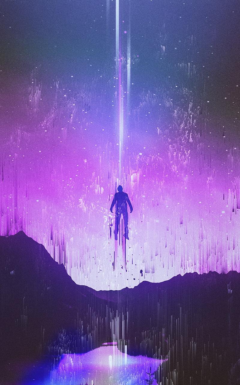 800x1280 Download Wallpaper 800x1280 Silhouette, Man, Flight, Glitch Art, Samsung Galaxy Note Gt N Meizu Mx 800x1280 HD Background