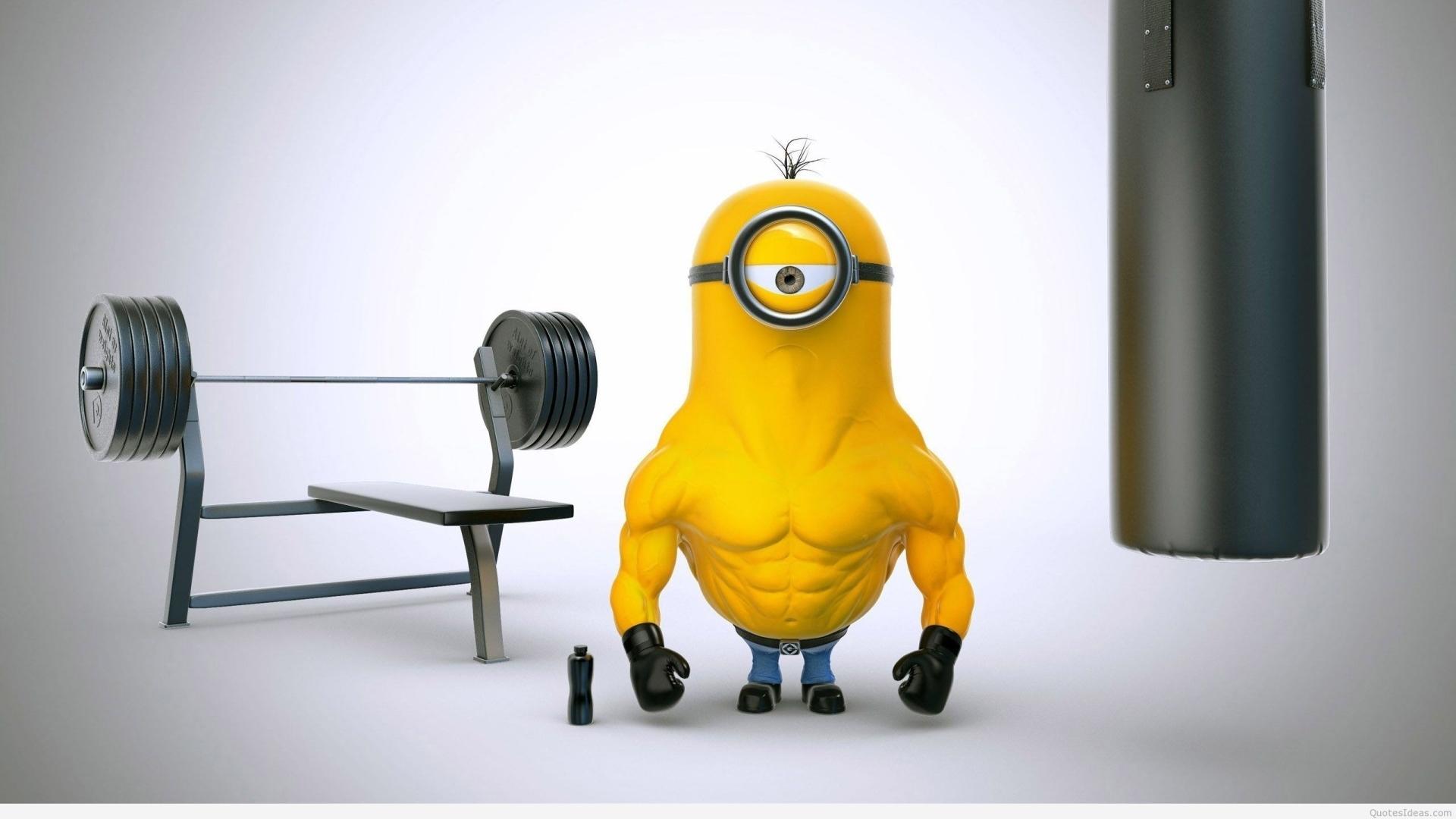 1920x1080 Minion in Gym 1080P Laptop Full HD Wallpaper, HD Artist 4K Wallpaper, Image, Photo and Background