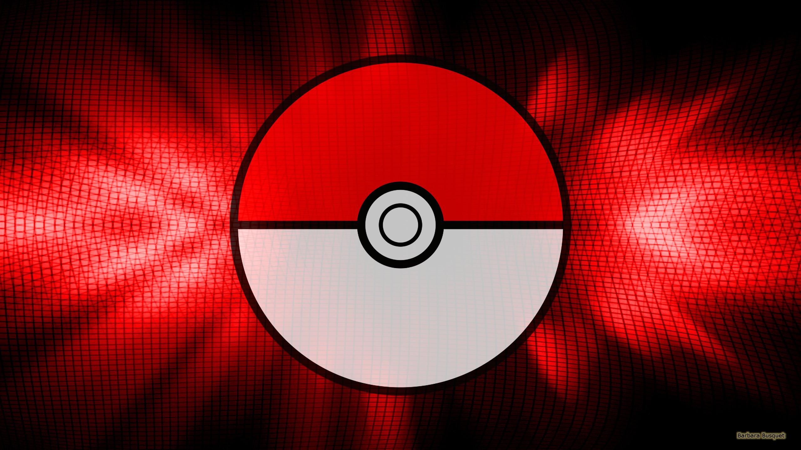 2560x1440 Black red Pokemon GO wallpaper with a pokeball