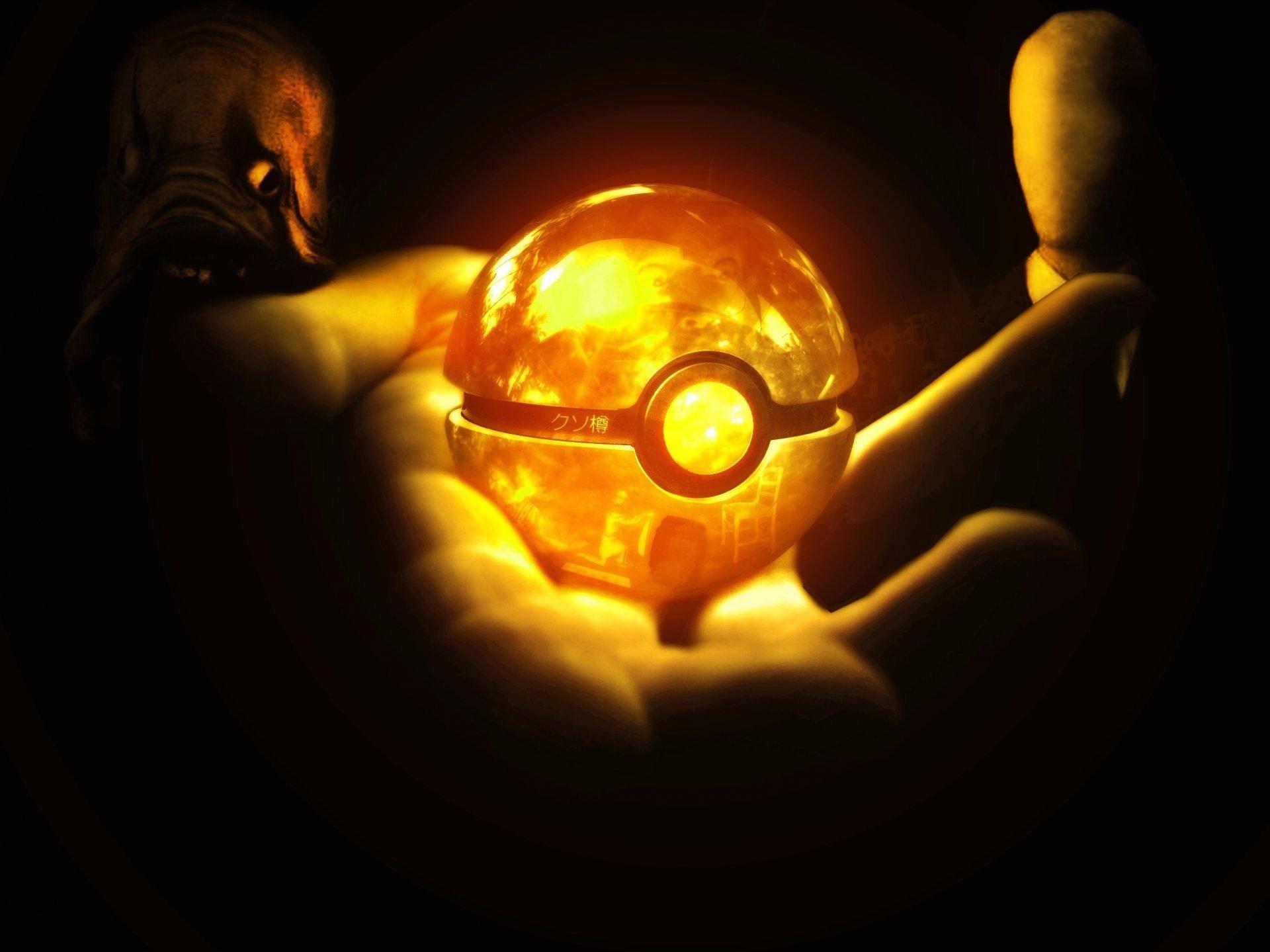 1920x1439 hands, Pokémon, Ball, Dark, Glowing Wallpaper HD / Desktop and Mobile Background