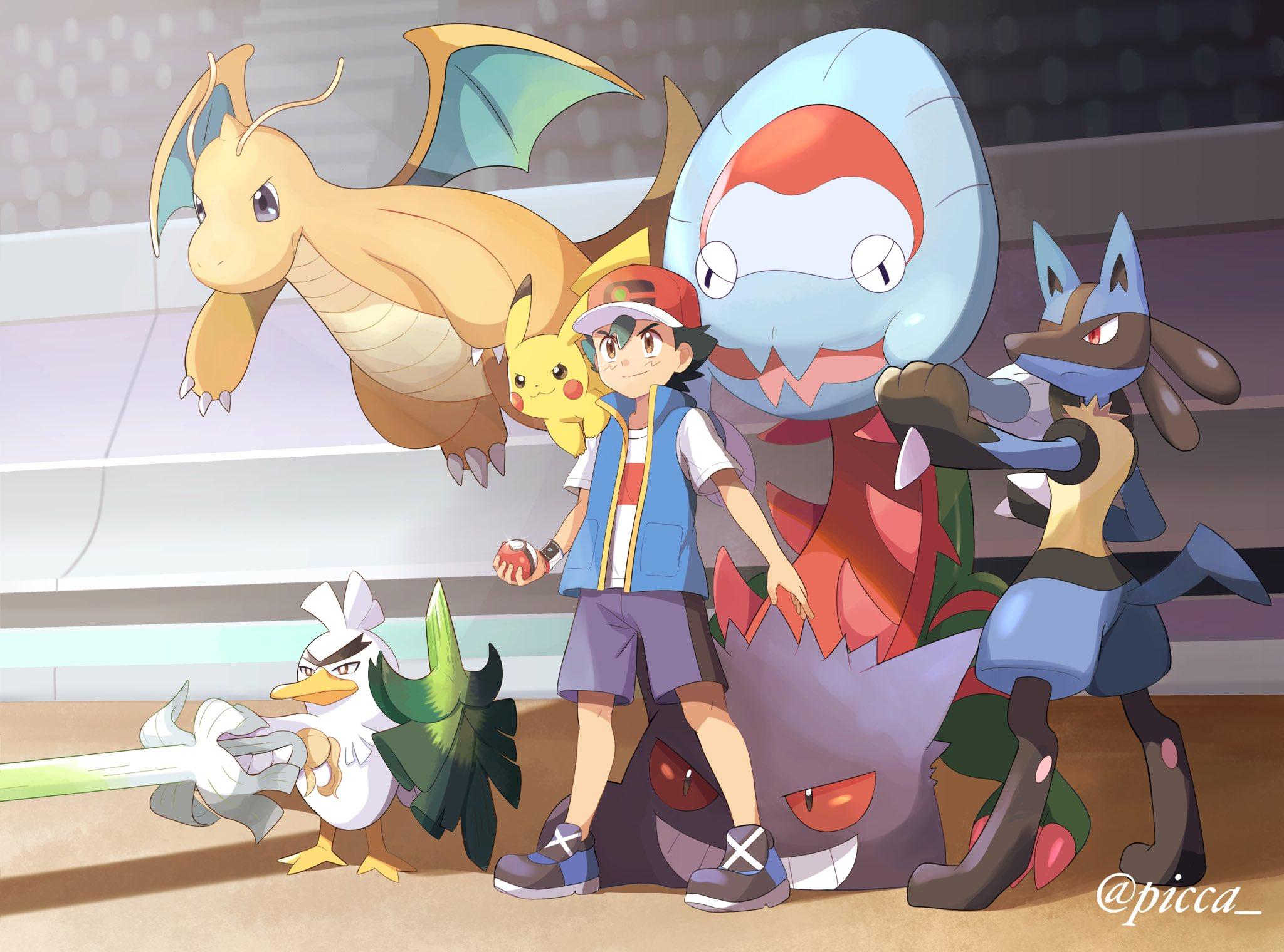 2048x1520 Dragonite, Gengar (Pokémon) HD, Pikachu, Pokeball, Cap, Dragonite (Pokémon), Gengar (Pokémon), Dracovish (Pokémon), Ash Ketchum, Shorts, Black Hair, Brown Eyes, Lucario (Pokémon), Sirfetchd (Pokémon) Gallery HD Wallpaper