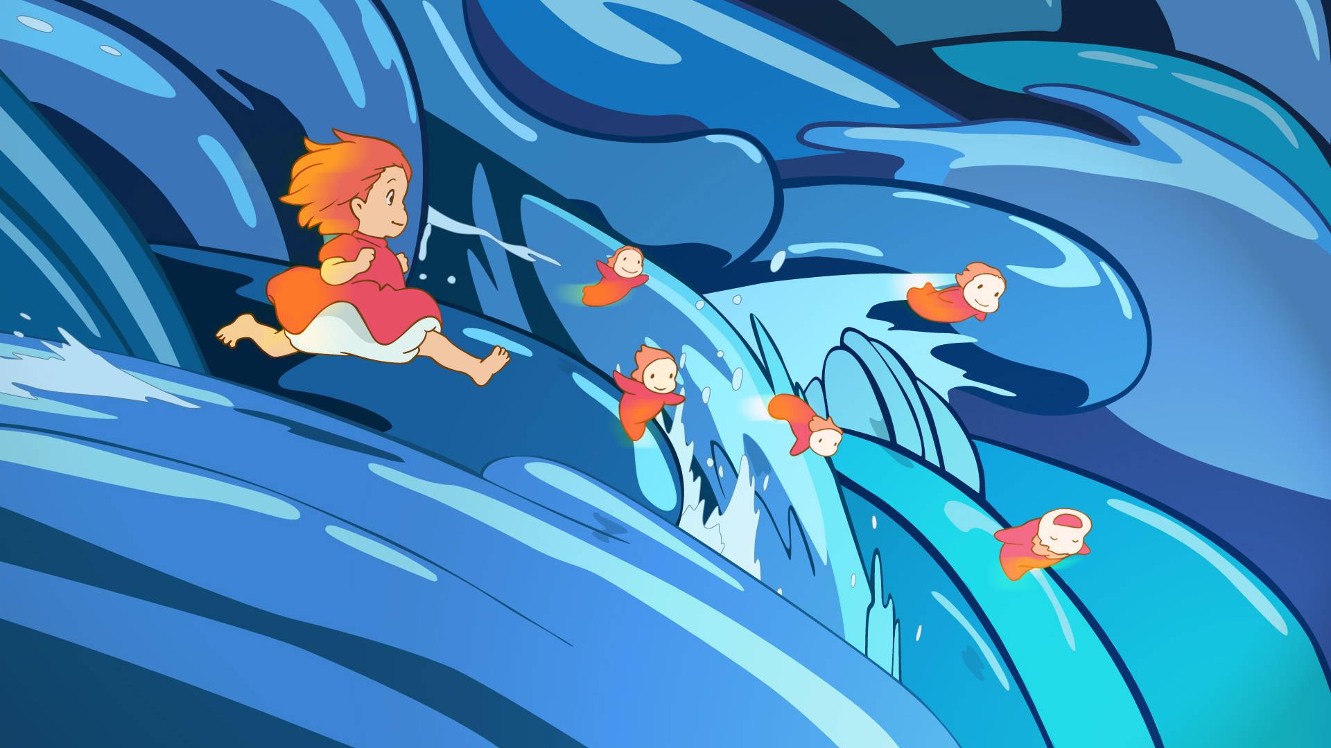 1920x1080 Download Blue Ocean Wave Ponyo Wallpaper