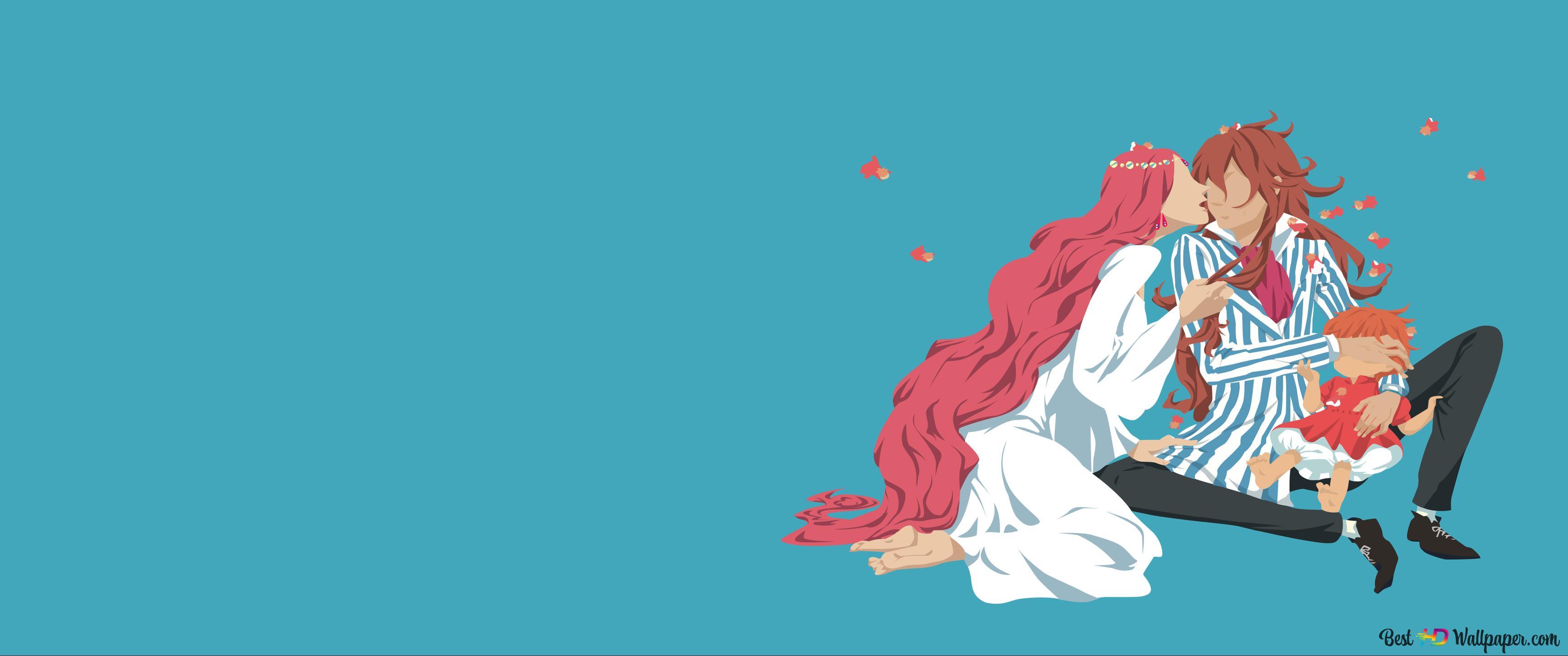 3440x1440 Ponyo's loving family 4K wallpaper download